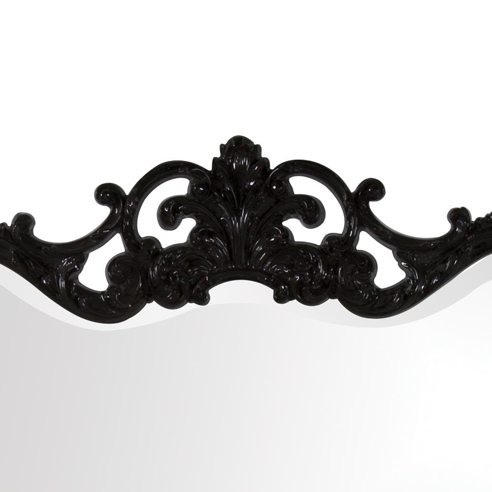 Howard Elliott Antiqued Talida Mirror - Ornate Rectangular Wall Mirror with Resin Frame, Glossy Black (27