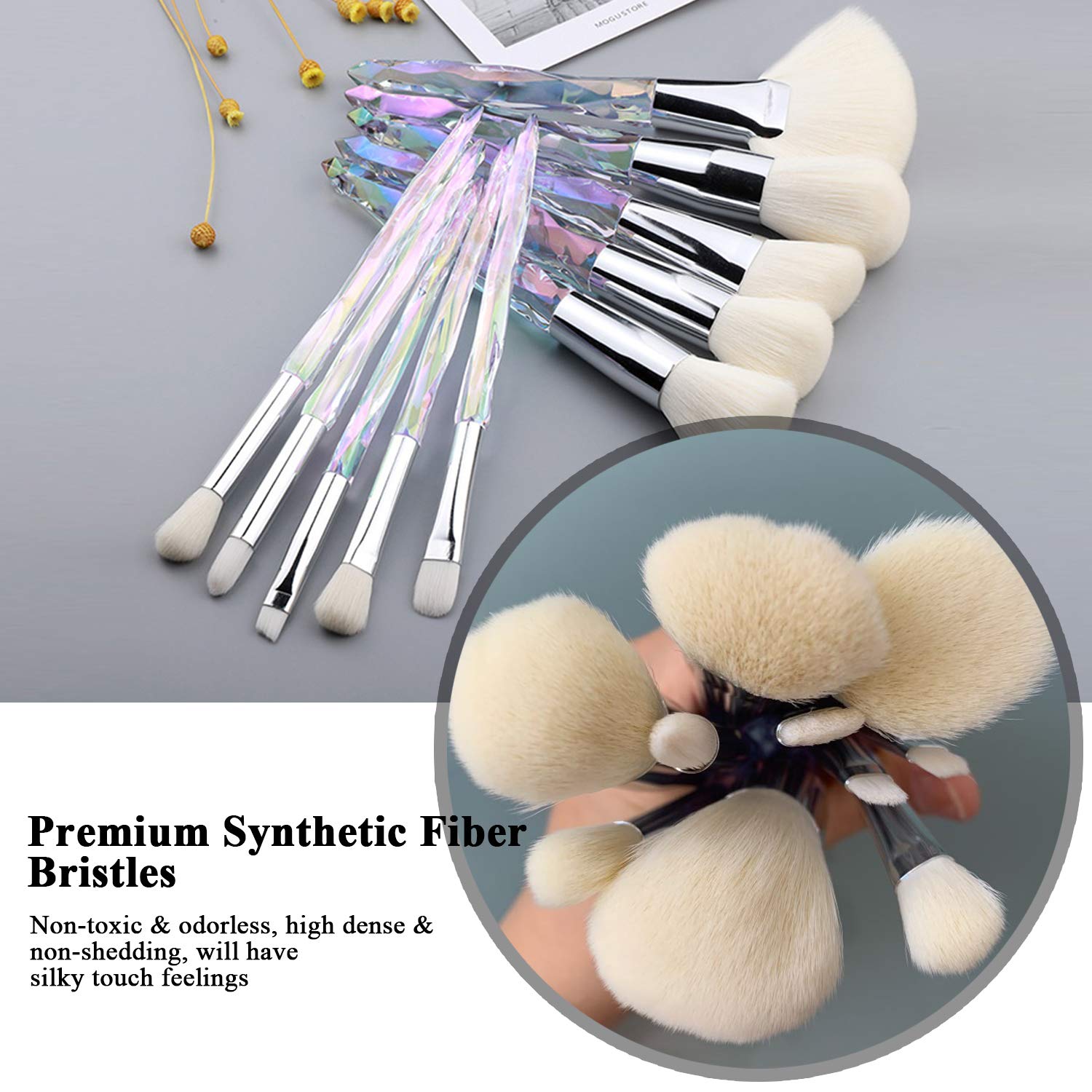 Kingtree 10PCS Crystal Makeup Brush Set - Premium Synthetic Bristles for Foundation, Blush, Concealer, Eyeshadow & Eyeliner | Professional Cosmetic Brushes for Women & Girls | Perfect for Daily Makeup, Travel & Gift Giving