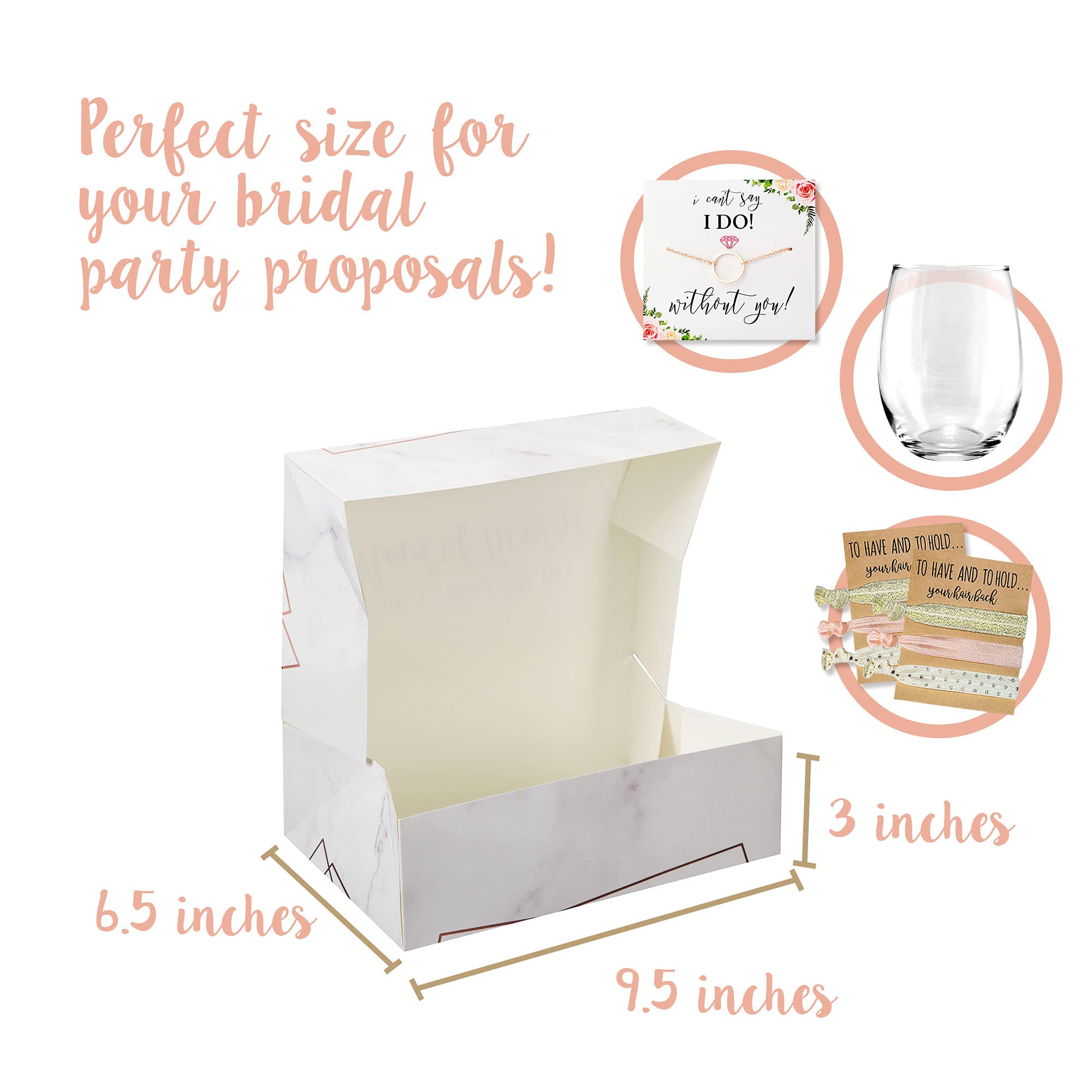 Elegant Maid of Honor Thank You Gift Box - Single Box with Marble Design & Gold Foil | Perfect Bridesmaid Appreciation Present for Wedding Party, Bachelorette & Bridal Shower