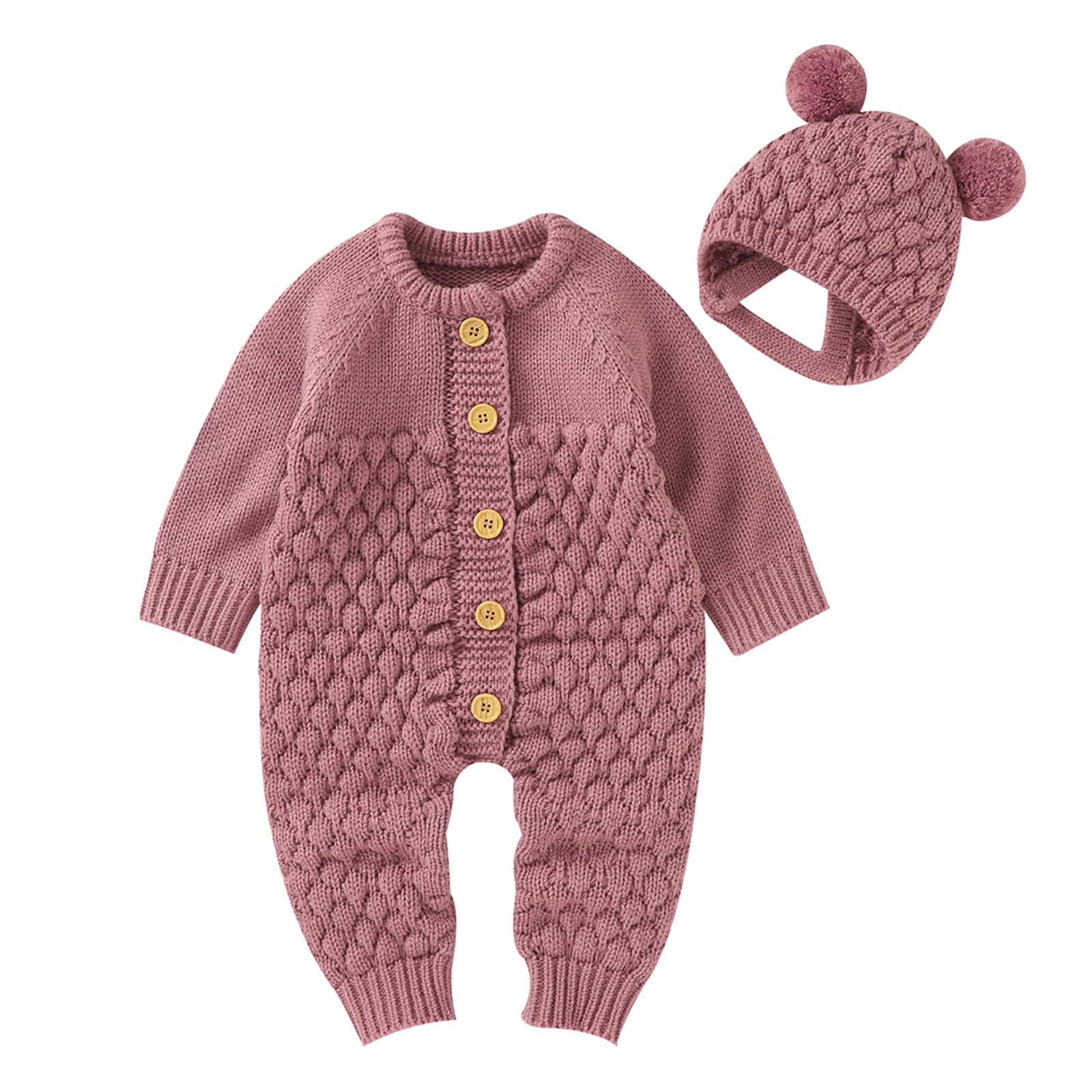 Baby Knitted Jumpsuit & Cardigan Set - Soft Cotton Romper Outfit for 18 Month Old Girls & Boys | Cute Baby Gift for Birthday, Photo Shoots & Winter Outings