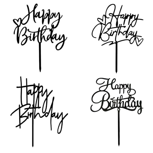 4 Pcs Black Cake Topper 2