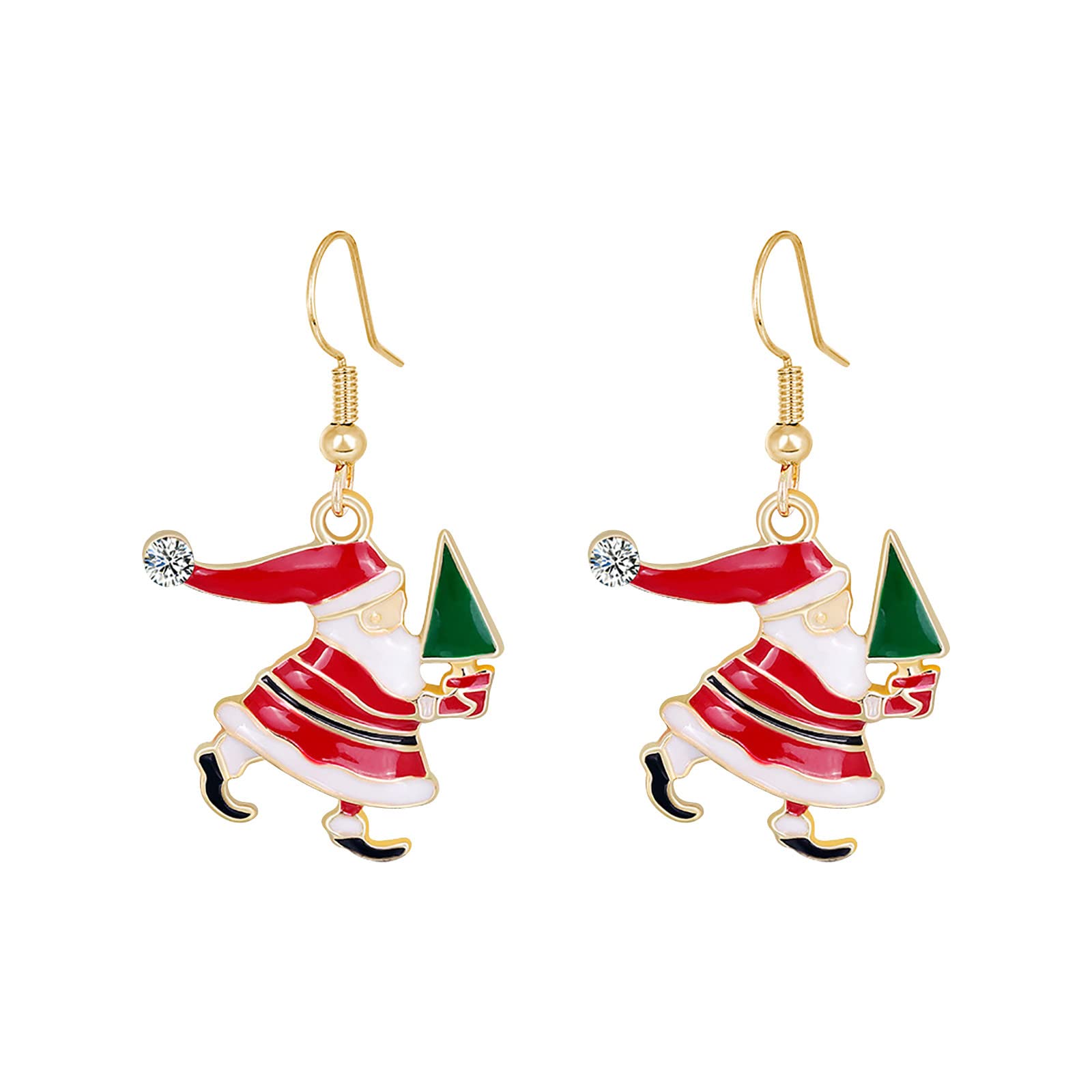 BONAQA Women's Christmas Santa Dangle Earrings - Festive Red Holiday Jewelry Set for Parties & Gifts (One Size)