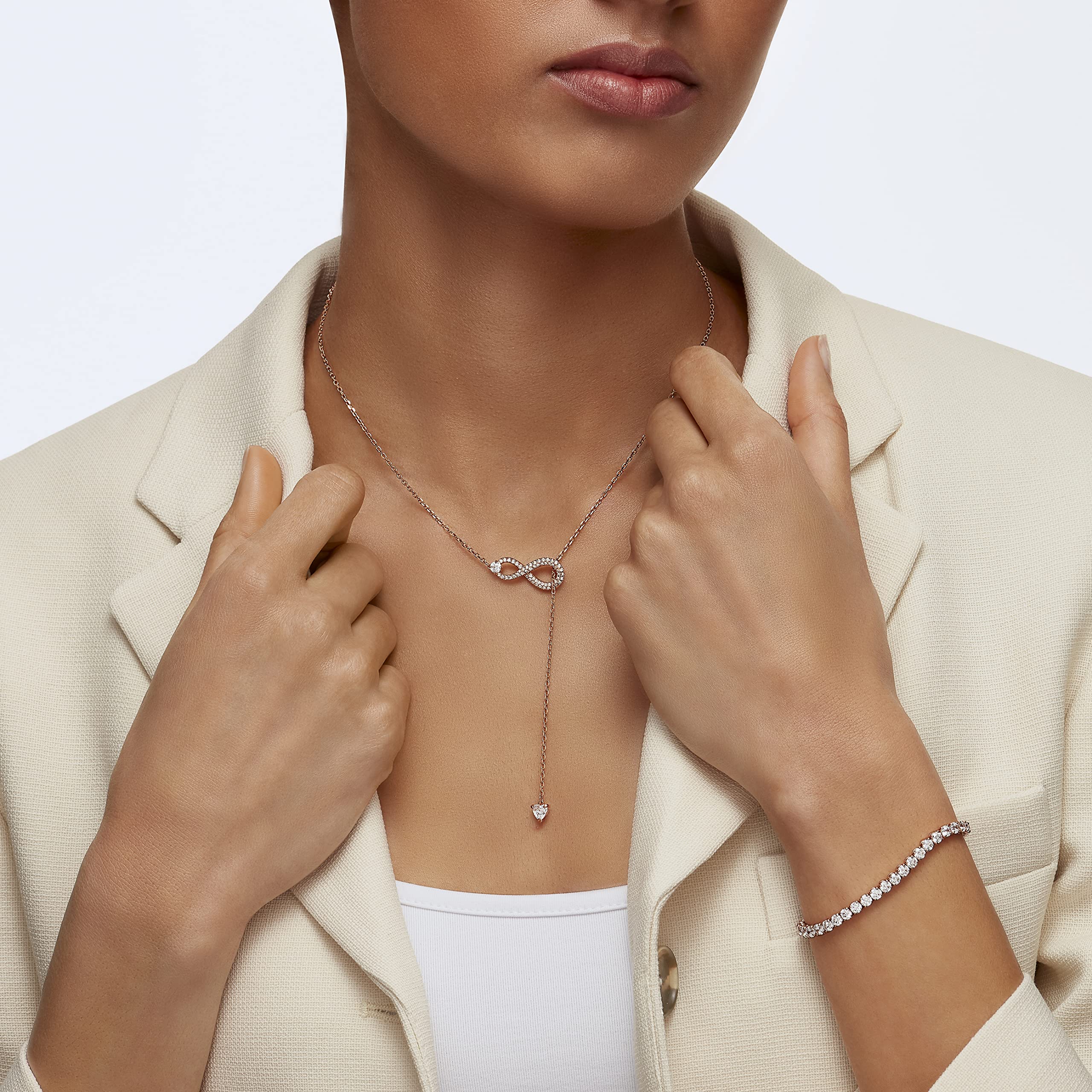 SWAROVSKI Infinity Twist Jewelry Collection - Elegant Bracelets & Necklaces with Rhodium & Rose Gold Finish, Sparkling Clear Crystals | Perfect for Weddings, Anniversaries & Special Occasions
