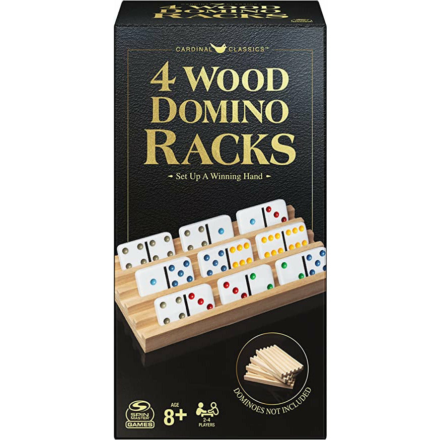 4-Piece Domino Rack Set - Premium Wooden Domino Organizer for Game Nights, Parties & Family Gatherings - Perfect for Storage and Display