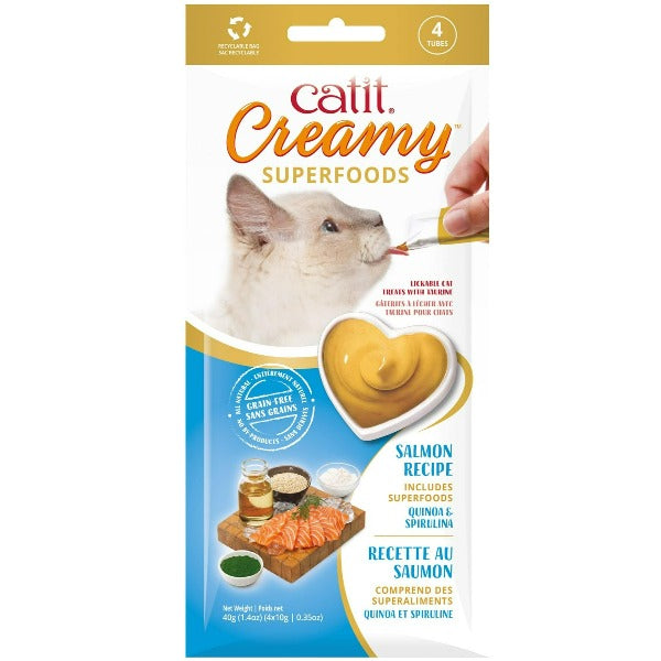 Premium Catit Creamy Superfood Salmon Cat Treats with Quinoa & Spirulina - Healthy Snacks for Indoor & Outdoor Cats - Perfect for Training, Rewards & Bonding Time