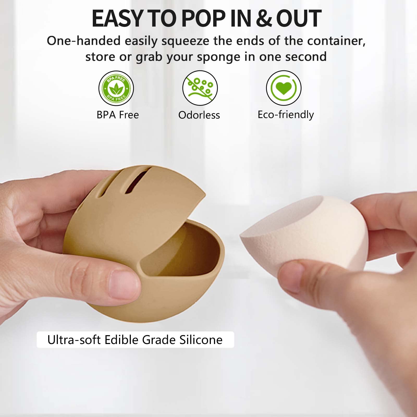 3PCS Double-Sided Breathable Silicone Makeup Sponge Holder - Travel-Friendly Beauty Blender Case for All Sponges, Shatterproof & Sanitary Reusable Design (Black, Coffee, Khaki) - Perfect for Travel, Gym & Daily Makeup Organization