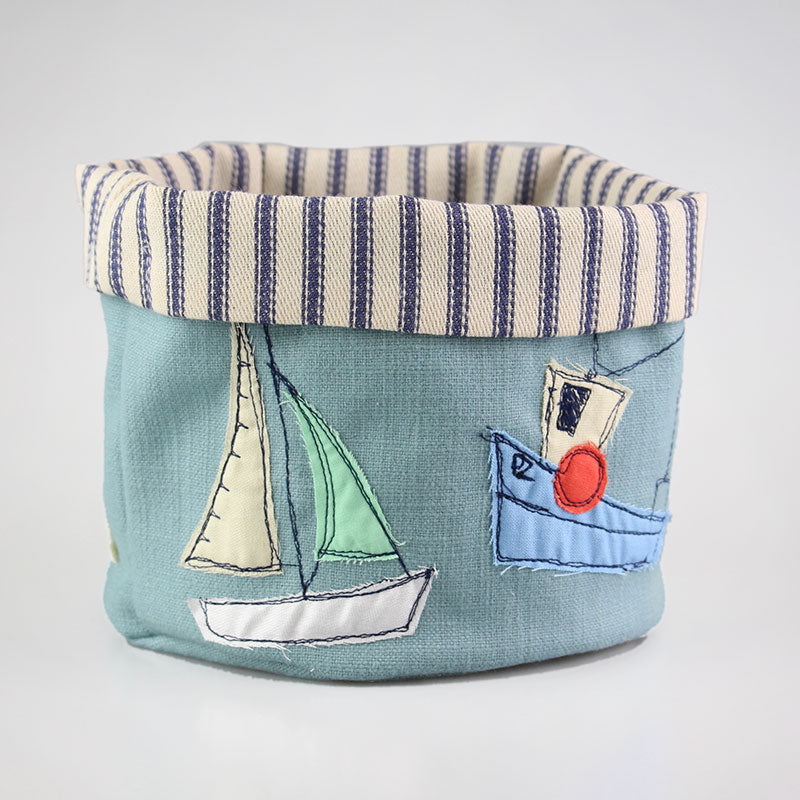 Handmade Embroidered Boat Art Pot - Unique Home Decor for Nautical & Coastal Themed Rooms | Perfect for Living Room, Bedroom, or Office Display