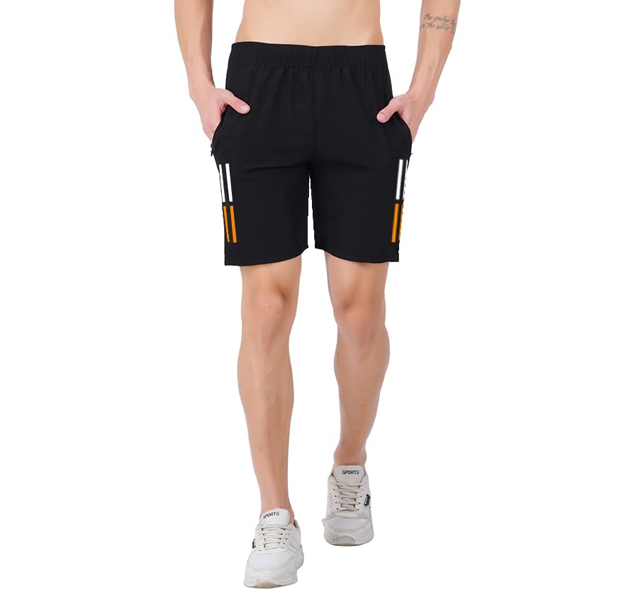 HotFits Men's Quick Dry Lightweight Running Shorts with Zipper Pockets - Breathable Outdoor Sports Shorts for Gym, Jogging & Hiking - Black