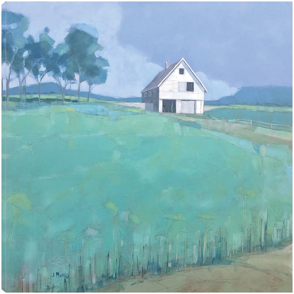 Fine Art Canvas Print 'Barn in Midsummer Light' by John Rufo - 32x32 Inch Ready-to-Hang Wall Decor for Living Room, Bedroom, Office & More - Perfect for Farmhouse, Rustic & Modern Interior Design