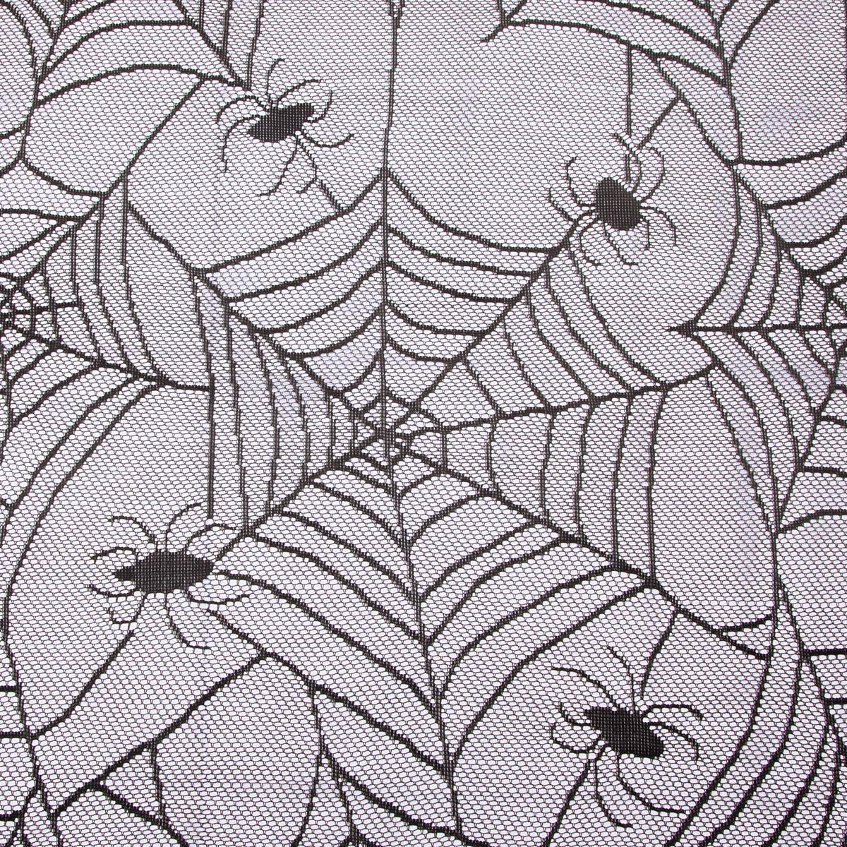 95 x 47 Inch Black Spider Web Polyester Lace Tablecloth - Halloween Party Table Decor, Rectangular Table Topper for Dining, Buffet, and Spooky Home Decor