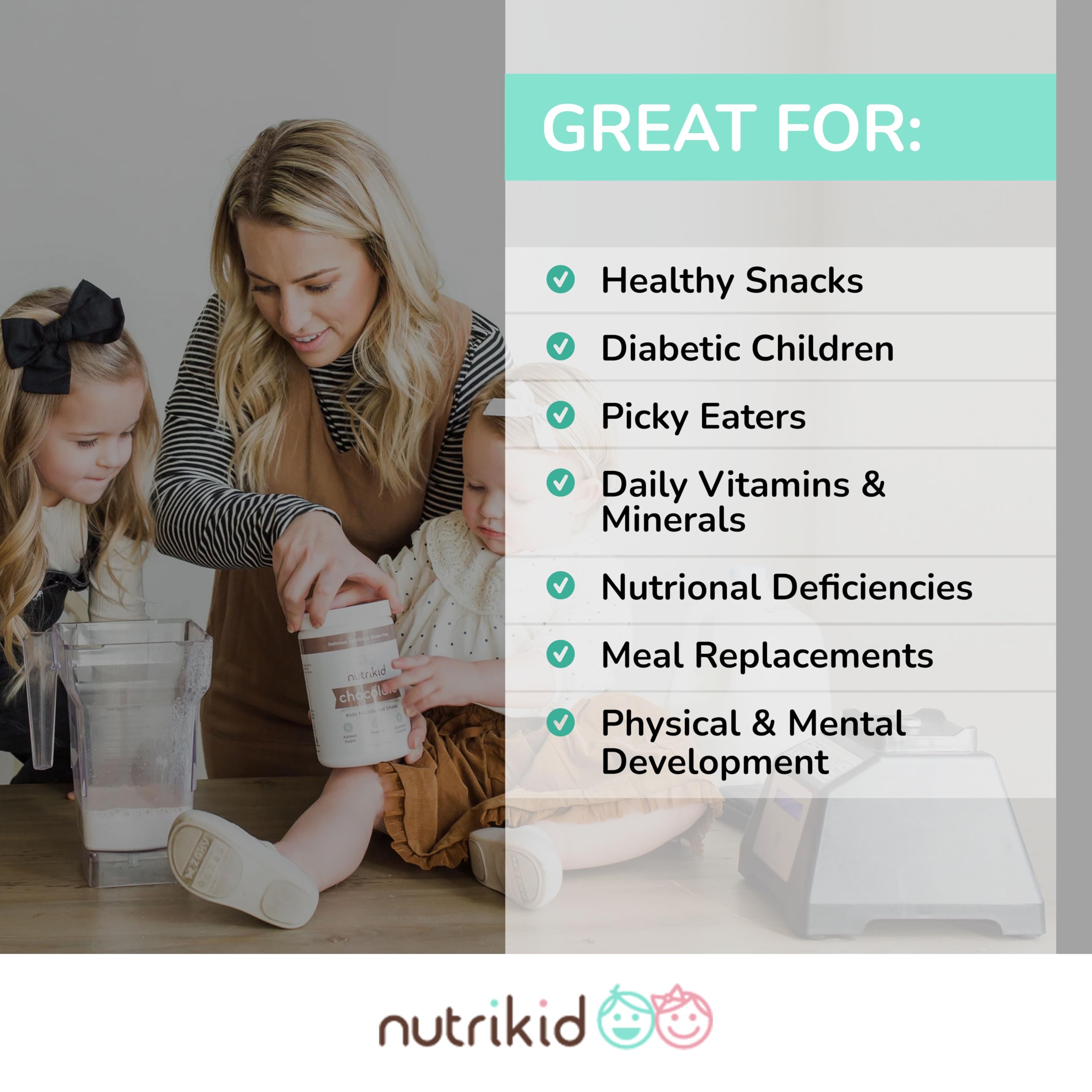Kids Protein Powder Shake with 36 Vitamins & 10g Whey Protein | Weight Gain Drink Mix for Children | Digestive Enzymes & Probiotics | Healthy Growth Snack (12.25 oz) - Perfect for Breakfast, After-School Snacks & Picky Eaters