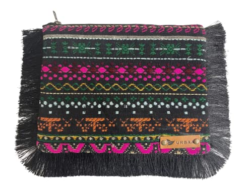 URBAA Multicolor Handmade Eco-Friendly Cotton Jacquard Pouch - Cosmetic Kit Bag, Small Makeup Travel Organizer for Toiletries & Essentials | Perfect for Daily Use, Traveling & Gift Giving