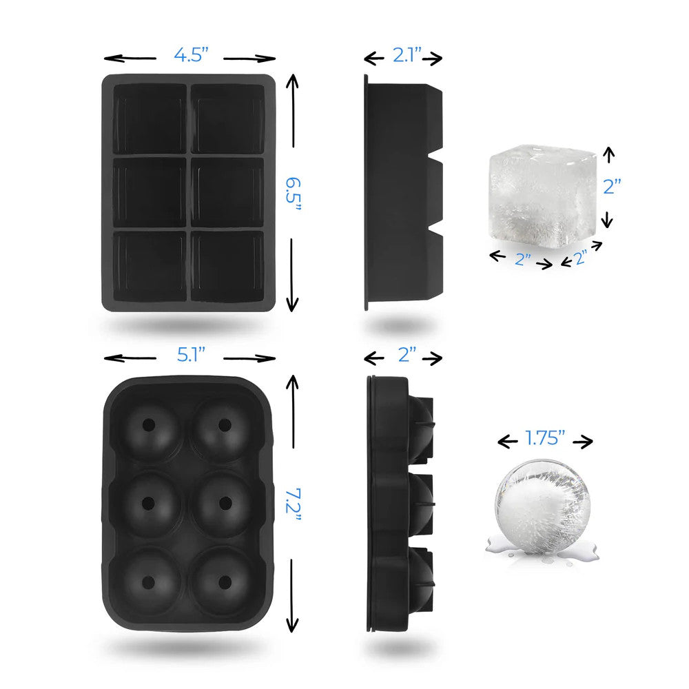 2 in 1 Large Silicone Ice Cube Tray with Lid - BPA Free Flexible Mold for Whiskey, Cocktails & Beverages - Perfect for Home Bars, Parties & DIY Ice Cubes