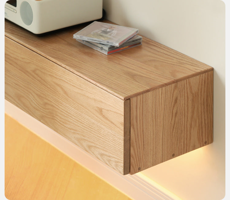 Solid Oak & Black Walnut Wood Floating TV Stand - Modern Wall Mounted Entertainment Center for Living Room, Bedroom & Home Theater