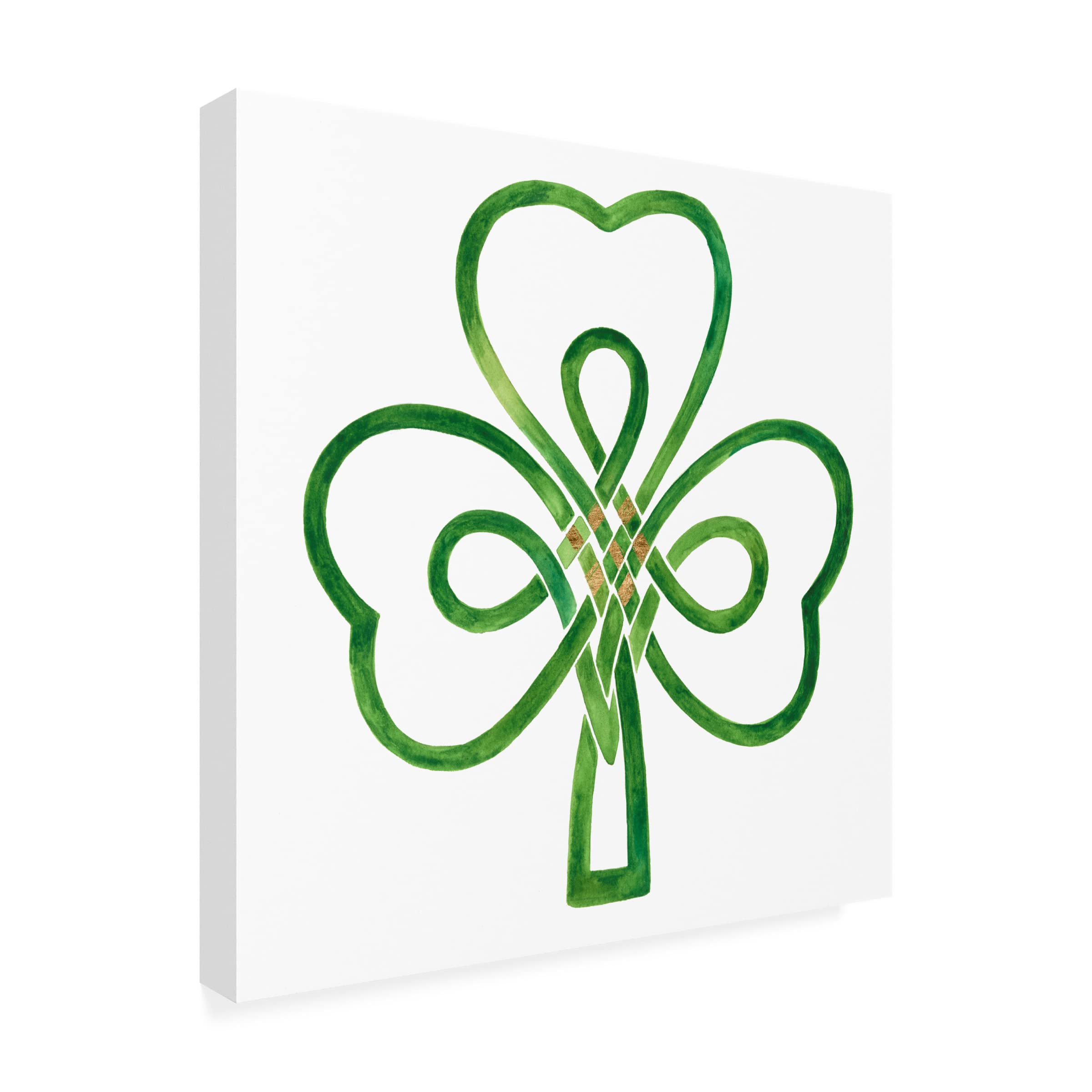 Victoria Borges 'Gilded Shamrock I' Canvas Wall Art Print - Irish Decor, Celtic Home Decor, St. Patrick's Day Gift, Living Room & Office Wall Decor