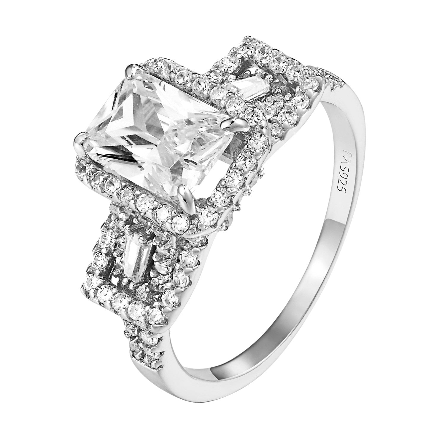Princess Cut Cubic Zirconia Sterling Silver Engagement Ring - Elegant Solitaire Wedding Band for Proposals & Anniversaries