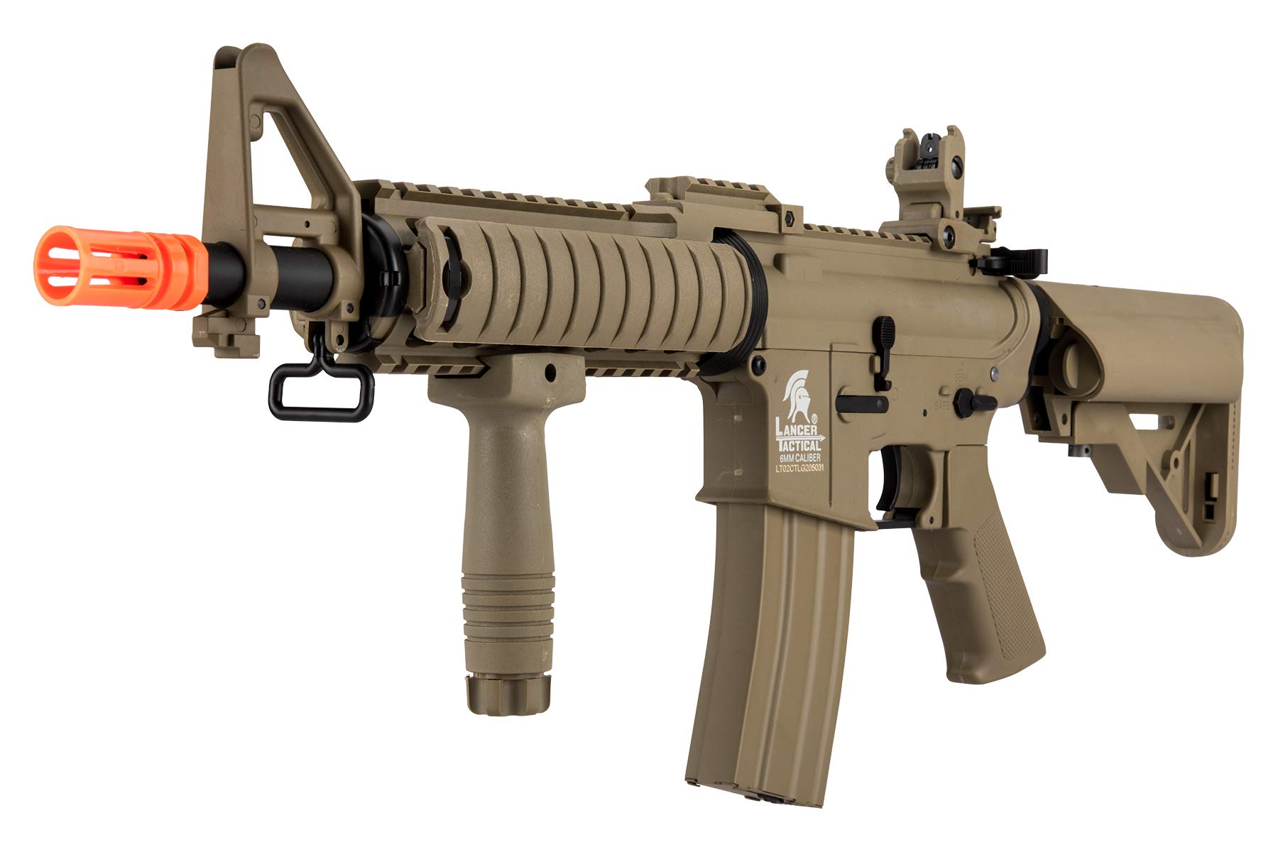Lancer Tactical MK18 MOD 0 AEG Airsoft Rifle - High FPS, Nylon Polymer Construction, Tan Color - Perfect for Tactical Training, Airsoft Battles & Outdoor Shooting Games