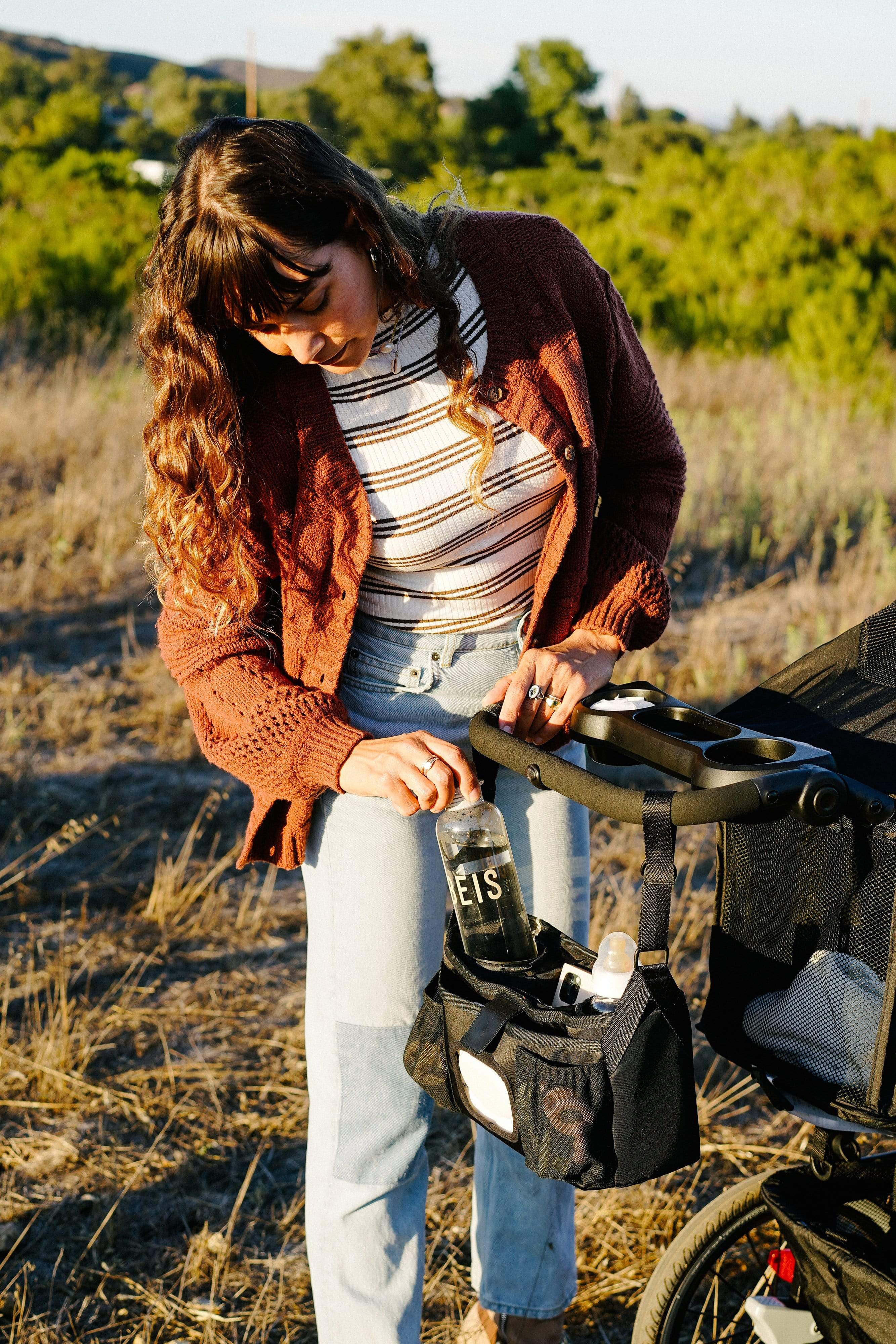 Black Stroller Organizer - Baby Essentials Storage for Diapers, Bottles & Toys - Perfect for Travel, Shopping & Daily Walks