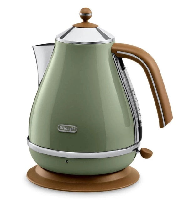 DeLonghi KBOV2001 1.7L Icona Vintage Electric Kettle - Retro Style Stainless Steel Water Boiler for Tea, Coffee & Kitchen Use