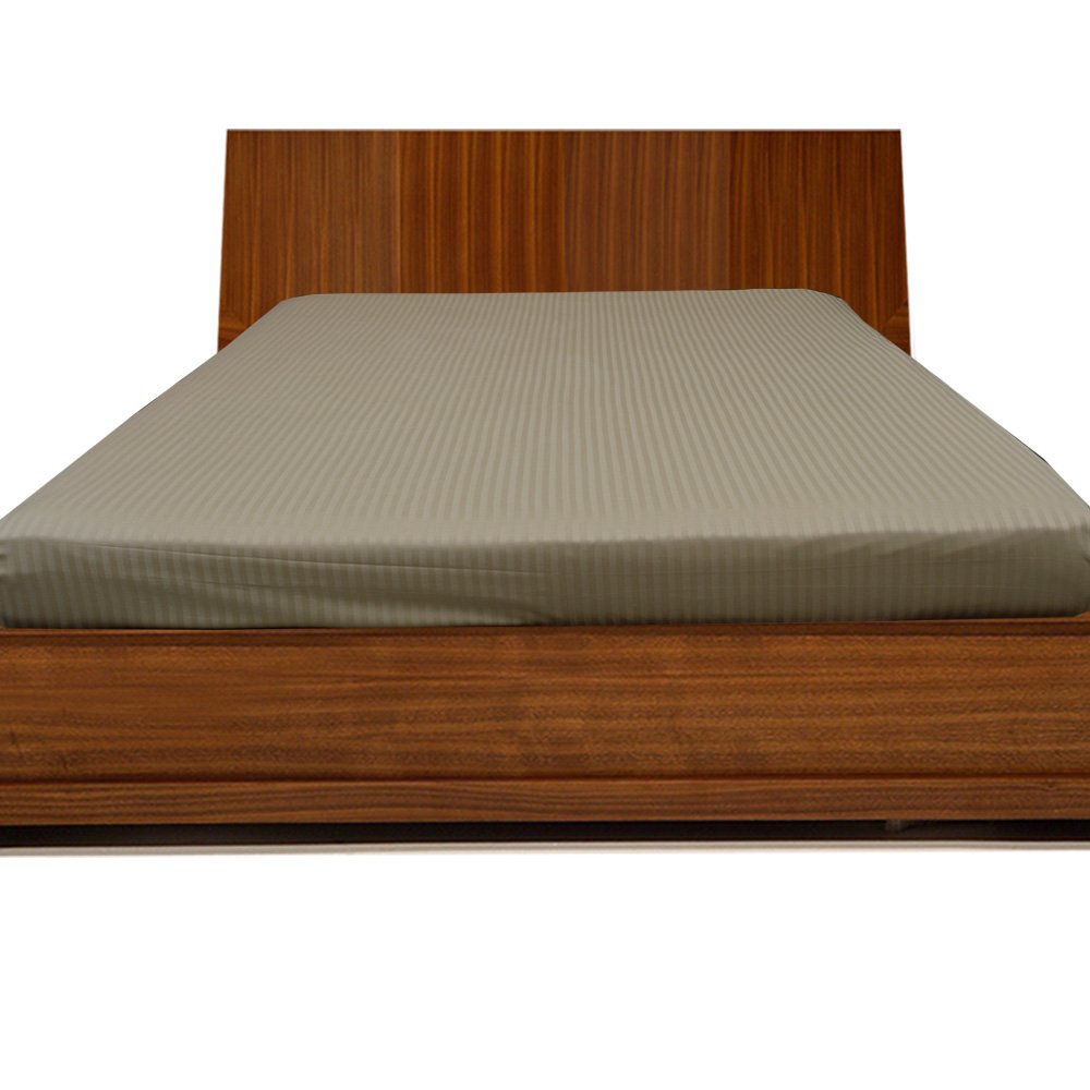 Luxury 100% Egyptian Cotton Fitted Sheet - Queen Size, 600 Thread Count, Taupe Stripe, Deep Pocket (12 Inches) - Soft & Breathable Bedding for Hotels, Guest Rooms & Upscale Homes