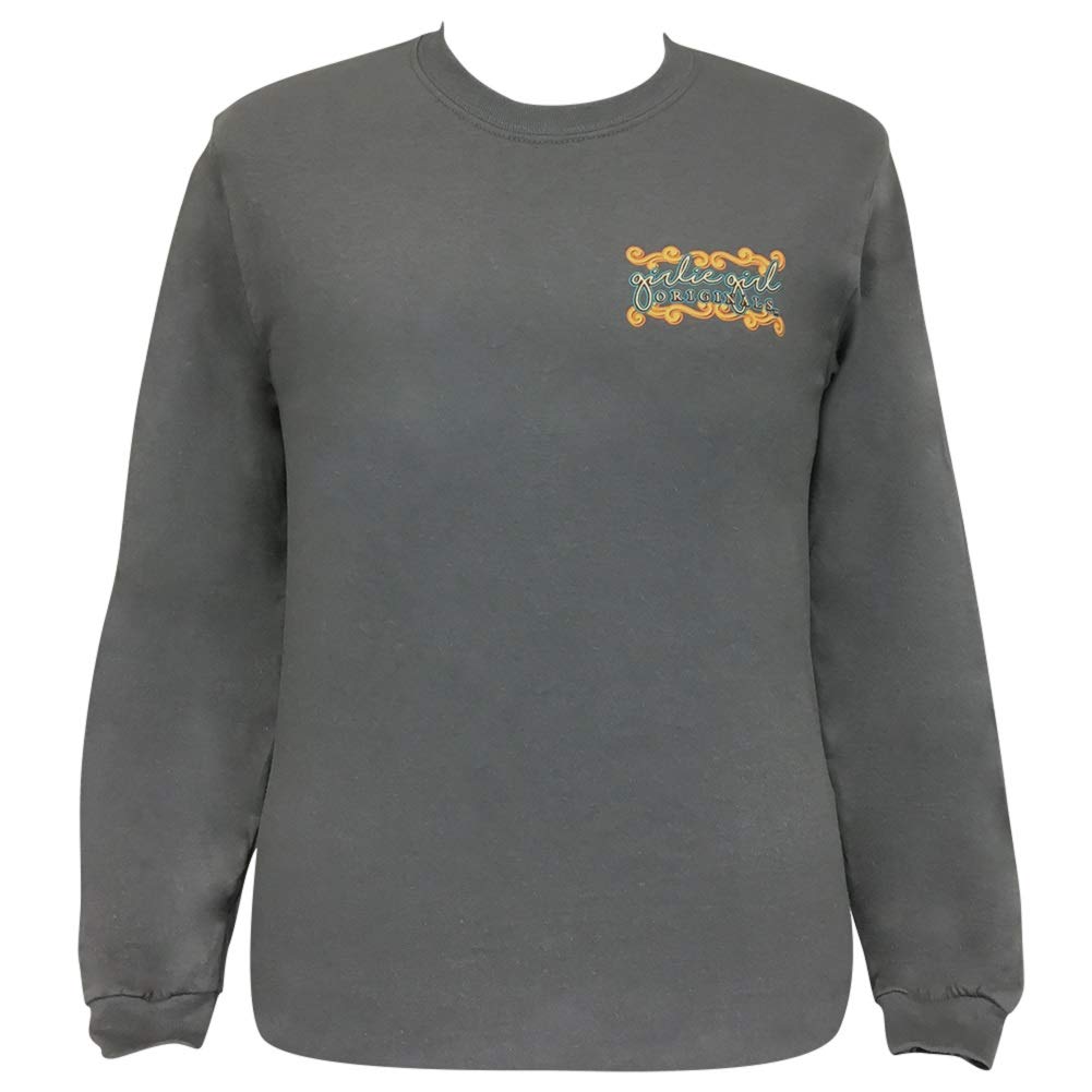 Girlie Girl Originals Pumpkin Pie Charcoal Long Sleeve T-Shirt for Women | Fall Fashion Essential | Cozy Casual Wear for Autumn Outings and Pumpkin Patch Visits