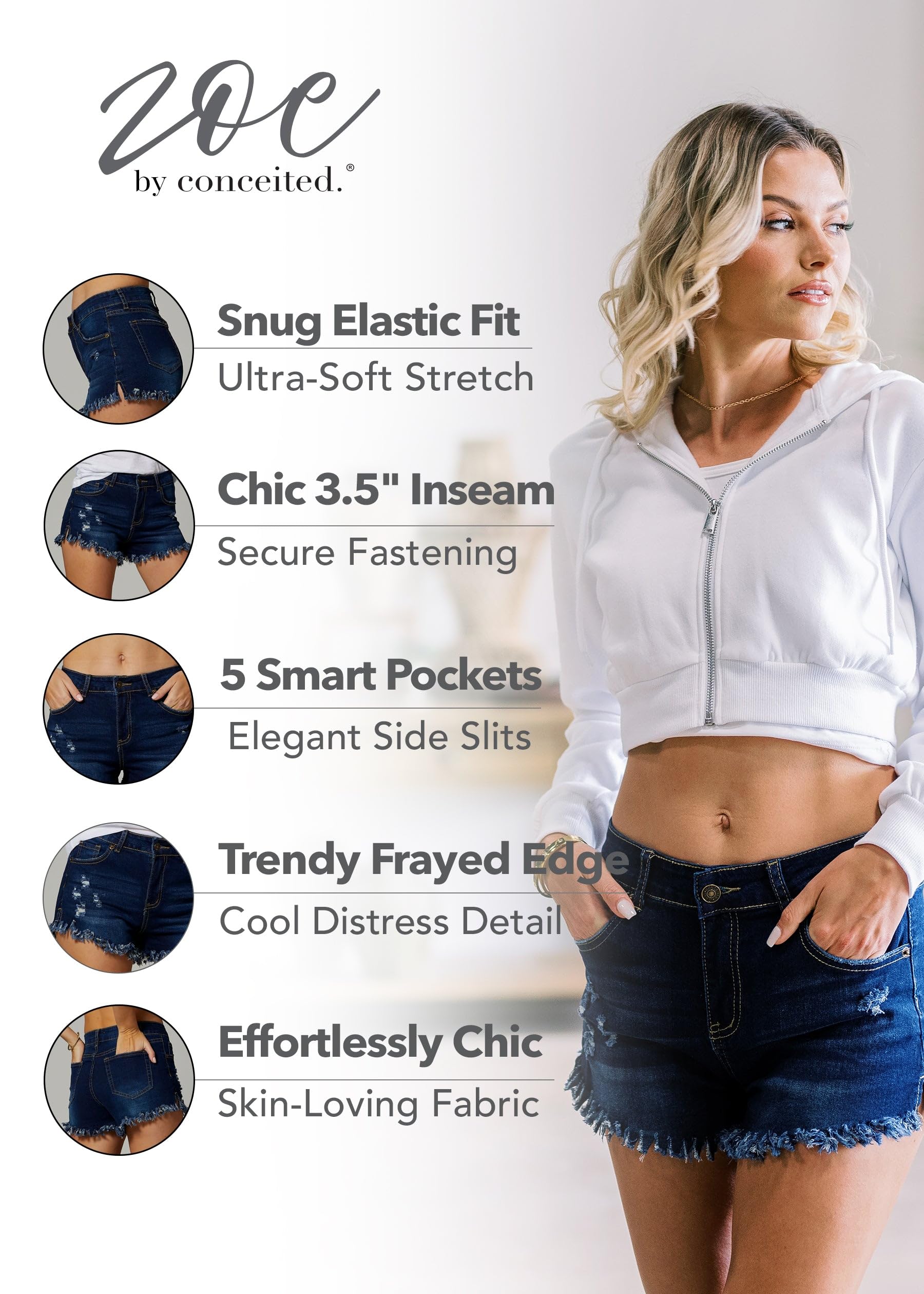 Women's High Waisted Stretchy Denim Jean Shorts - Comfortable & Fashionable for Summer Outfits, Beach Vacations & Casual Wear