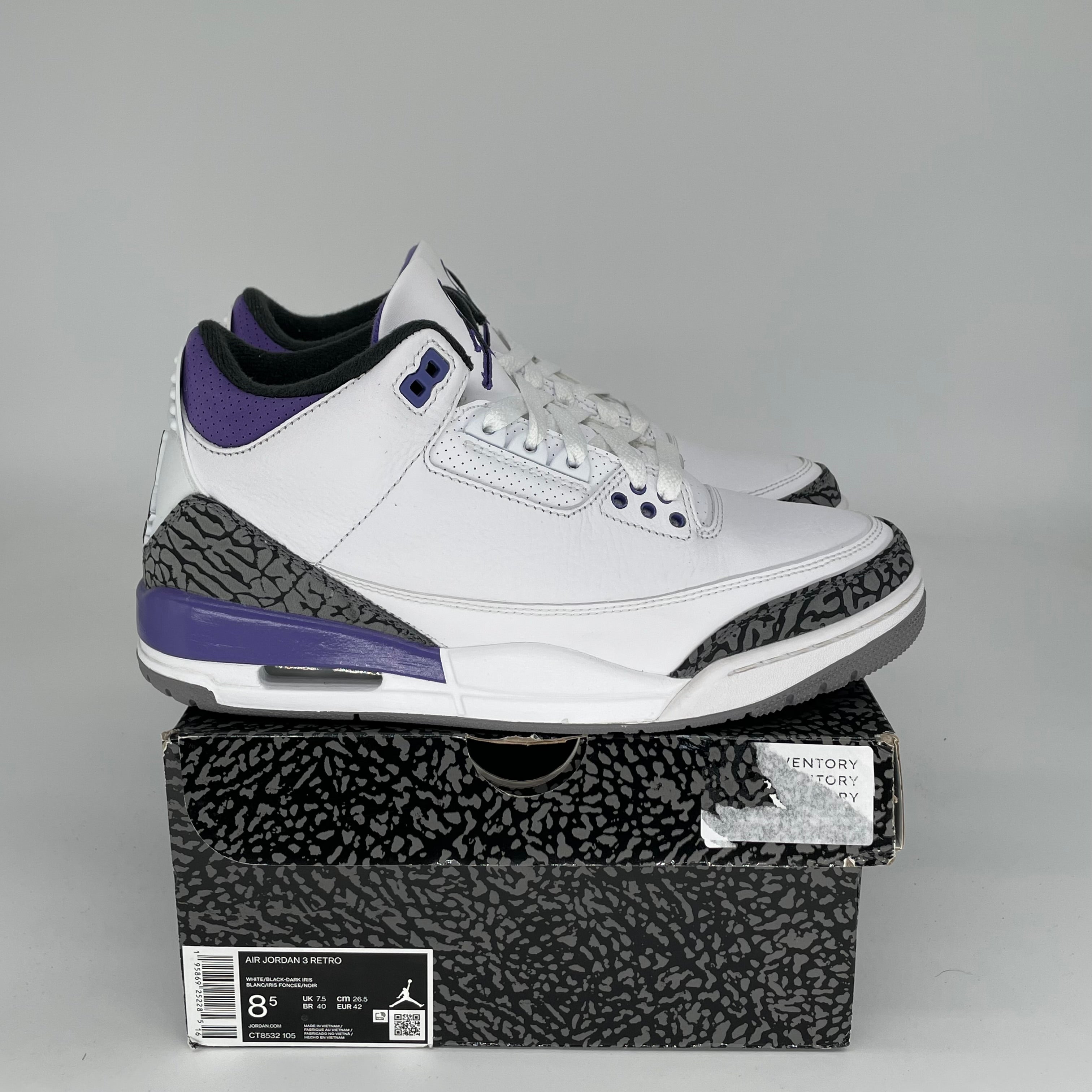 AIR JORDAN 3 DARK IRIS Men's Basketball Shoes Size 8.5 - CT8532 105 Retro Sneakers for Running, Gym & Streetwear Fashion