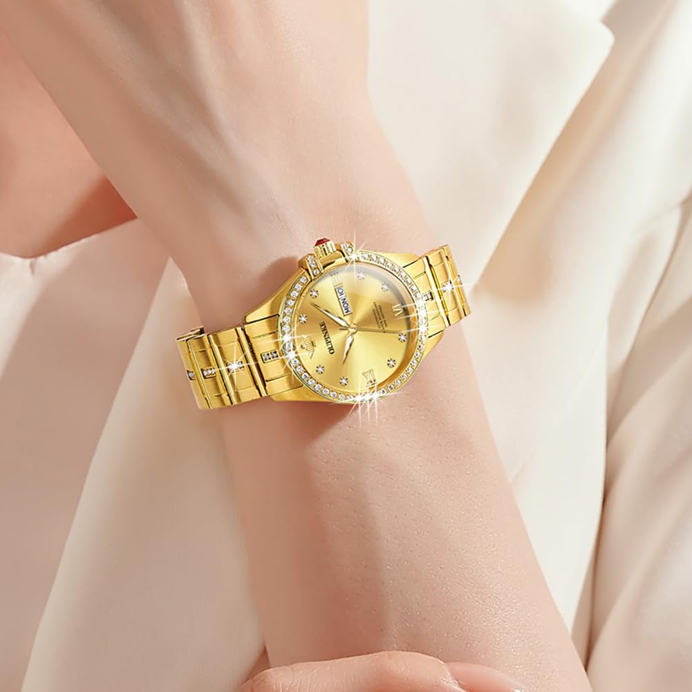 OUPINKE Women's Automatic Mechanical Diamond Luxury Dress Watch - Self-Winding Stainless Steel Waterproof Luminous Wristwatch - Perfect Gift for Women, Business & Formal Occasions