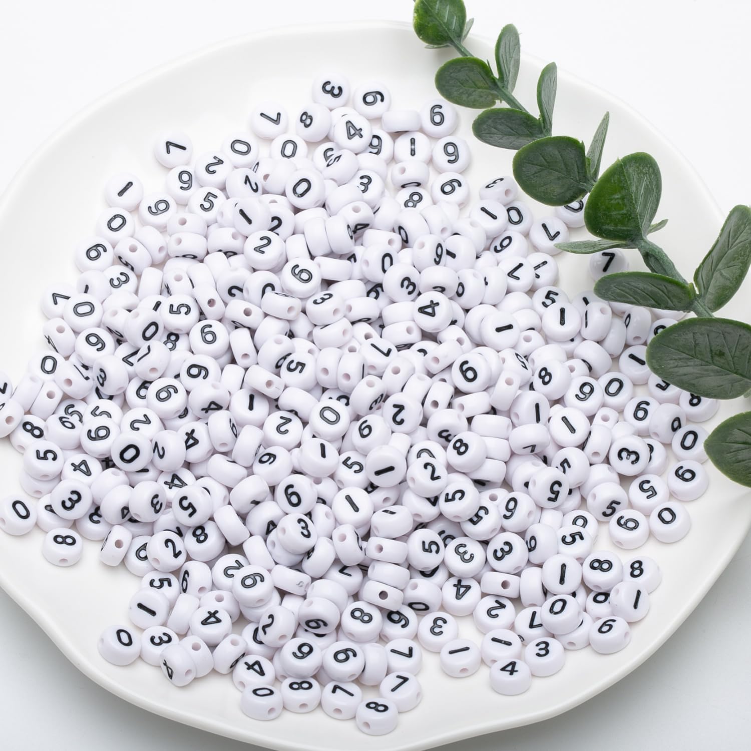 1000pcs 4x7mm Acrylic Number Beads 0-9 - Round White & Black Mixed DIY Jewelry Beads for Bracelets, Necklaces, Keychains - Perfect for Jewelry Making, Craft Projects, Birthday Gifts and Party Favors