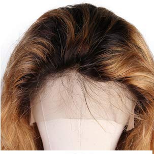 Smartinnov #1B/27 Ombre Blonde Dark Roots 13x6 Lace Front Wig - 150% Density Glueless Human Hair Wig with Baby Hair | Curly Wavy Pre-Plucked 100% Remy Hair | Perfect for Daily Wear, Cosplay & Special Occasions (14 Inches)