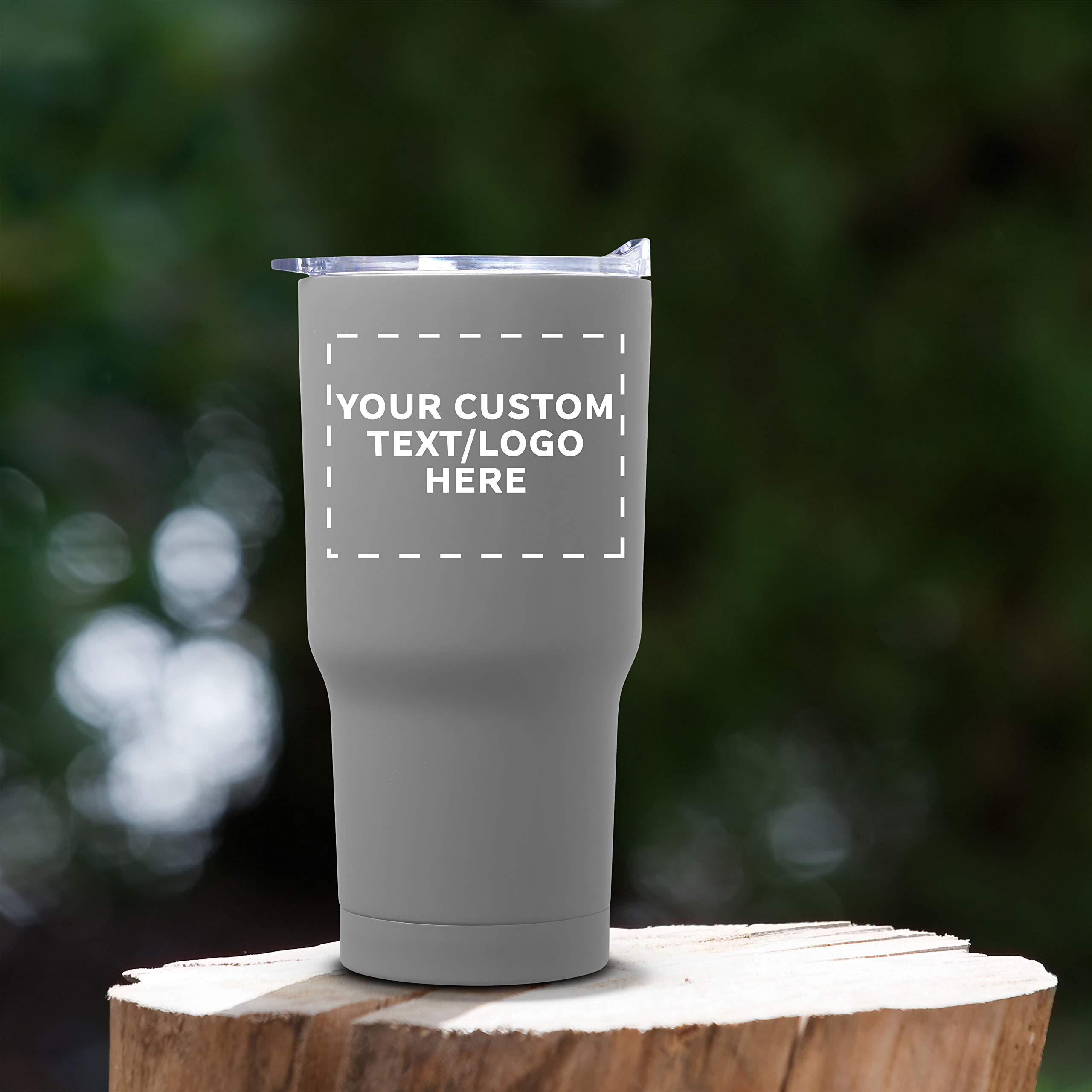 Custom 17 oz. Rubberized Stainless Steel Travel Mugs - 12 Pack with Personalized Text & Logo - Insulated Grey Coffee Cups for Office, Camping & Commuting