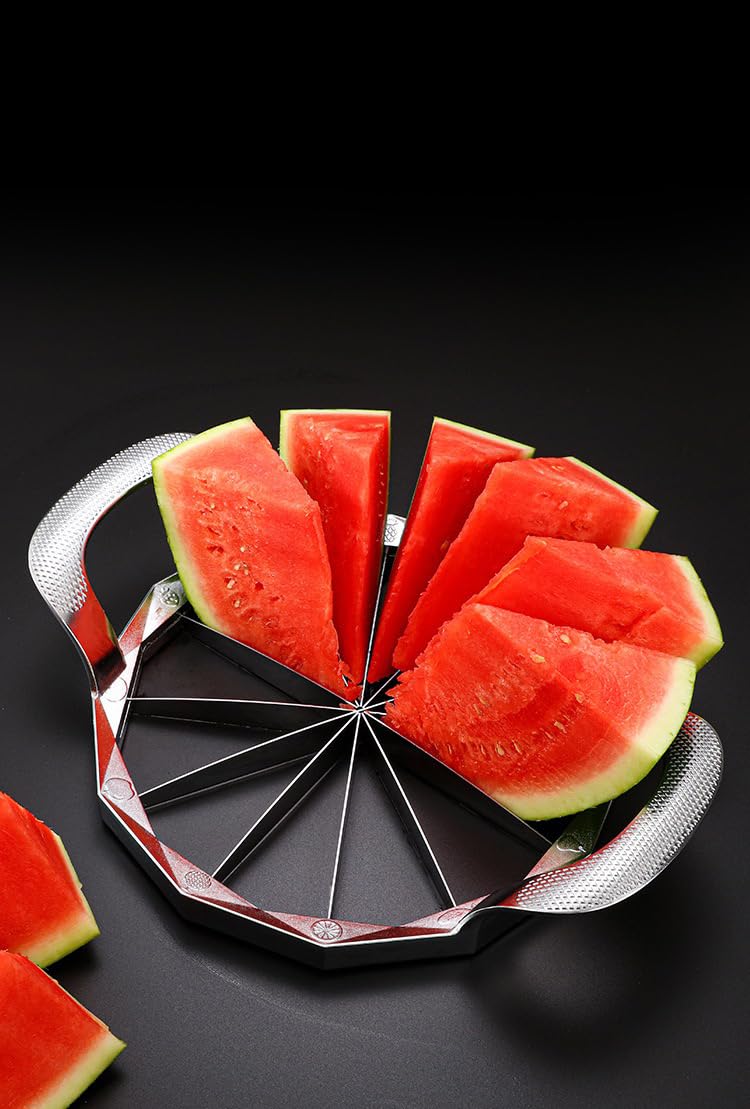 Stainless Steel Round Watermelon Slicer with Non-Slip Handle - Multi-Fruit Cutter for Watermelons, Apples & More - Sharp & Durable Kitchen Tool for Fruit Salads, Smoothies & Party Platters