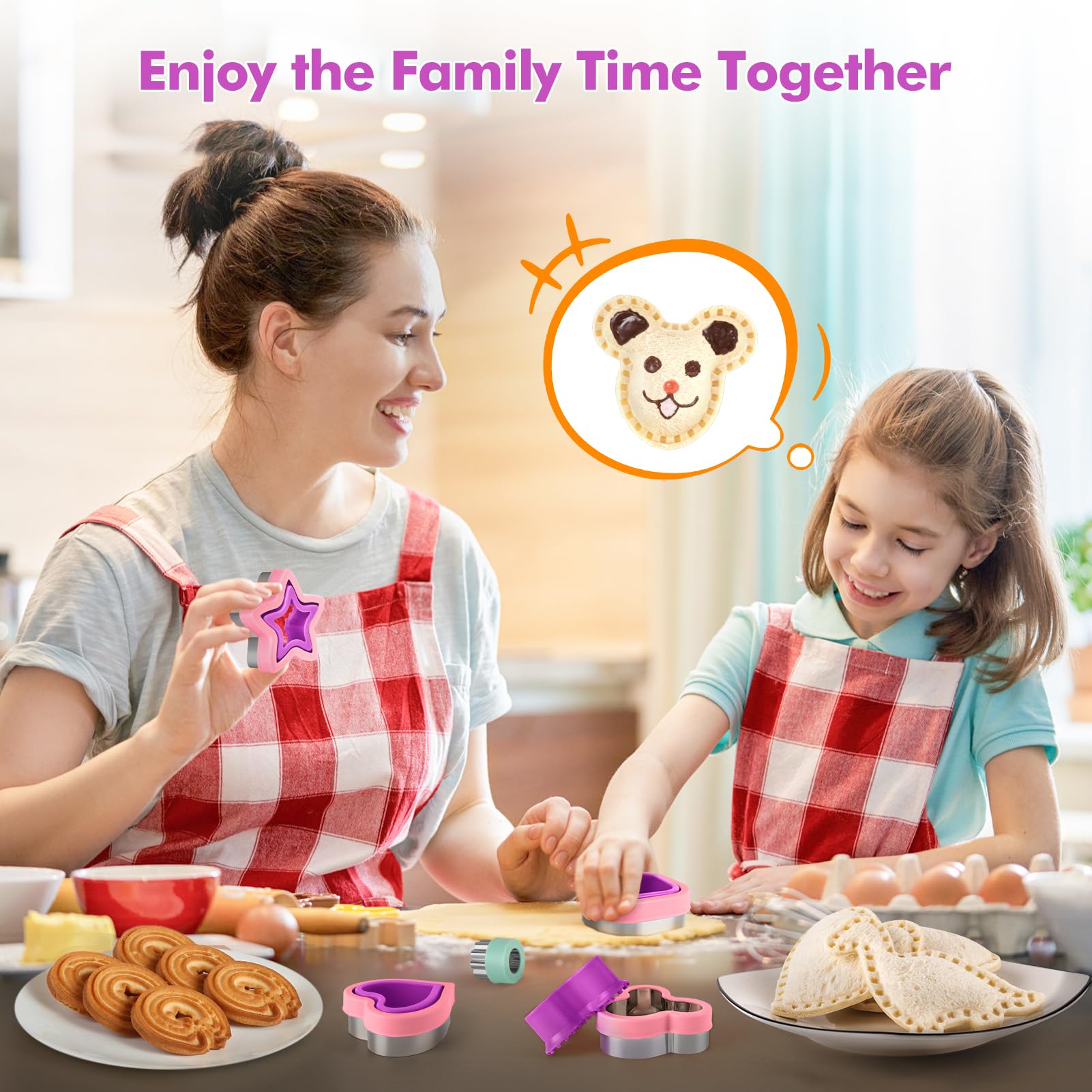 NPET 10-Piece Sandwich Cutter and Sealer Set - Uncrustables Maker for Peanut Butter & Jelly Sandwiches, Kids Lunch DIY Tool with Cookie Cutters (Perfect for School Lunches, Picnics, and Family Snack Time)