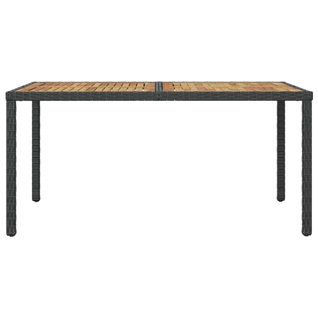 vidaXL 7-Piece Patio Dining Set with Wood Tabletop & Rattan Chairs - Black Poly Rattan Outdoor Furniture with Cushions | Perfect for Backyard, Garden, Poolside & Patio Dining