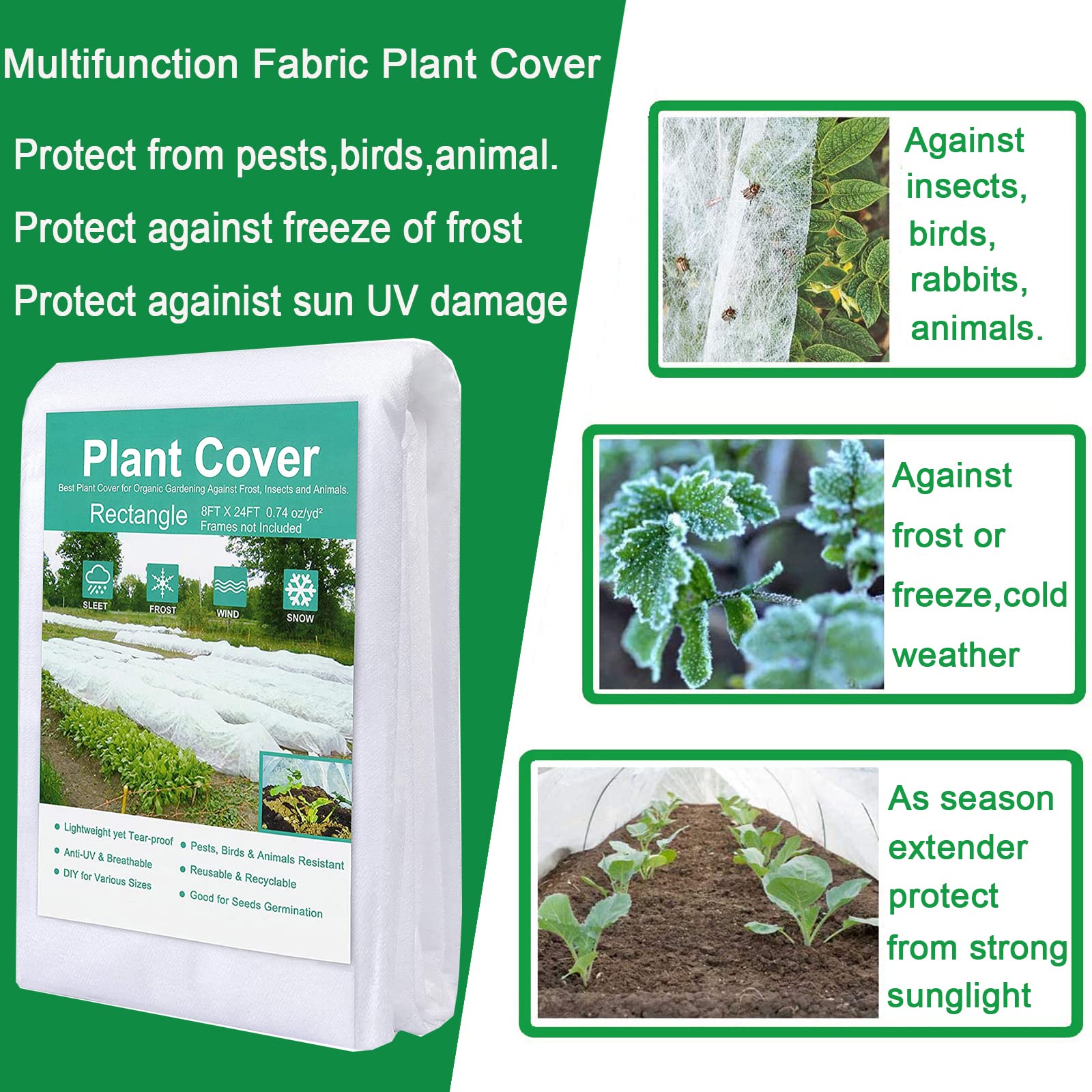10FT x 30FT Reusable Plant Cover for Cold Weather - Frost Protection Garden Blanket, Floating Row Cover for Winter & Sun Pest Protection | Ideal for Vegetable Gardens, Flower Beds & Outdoor Plants