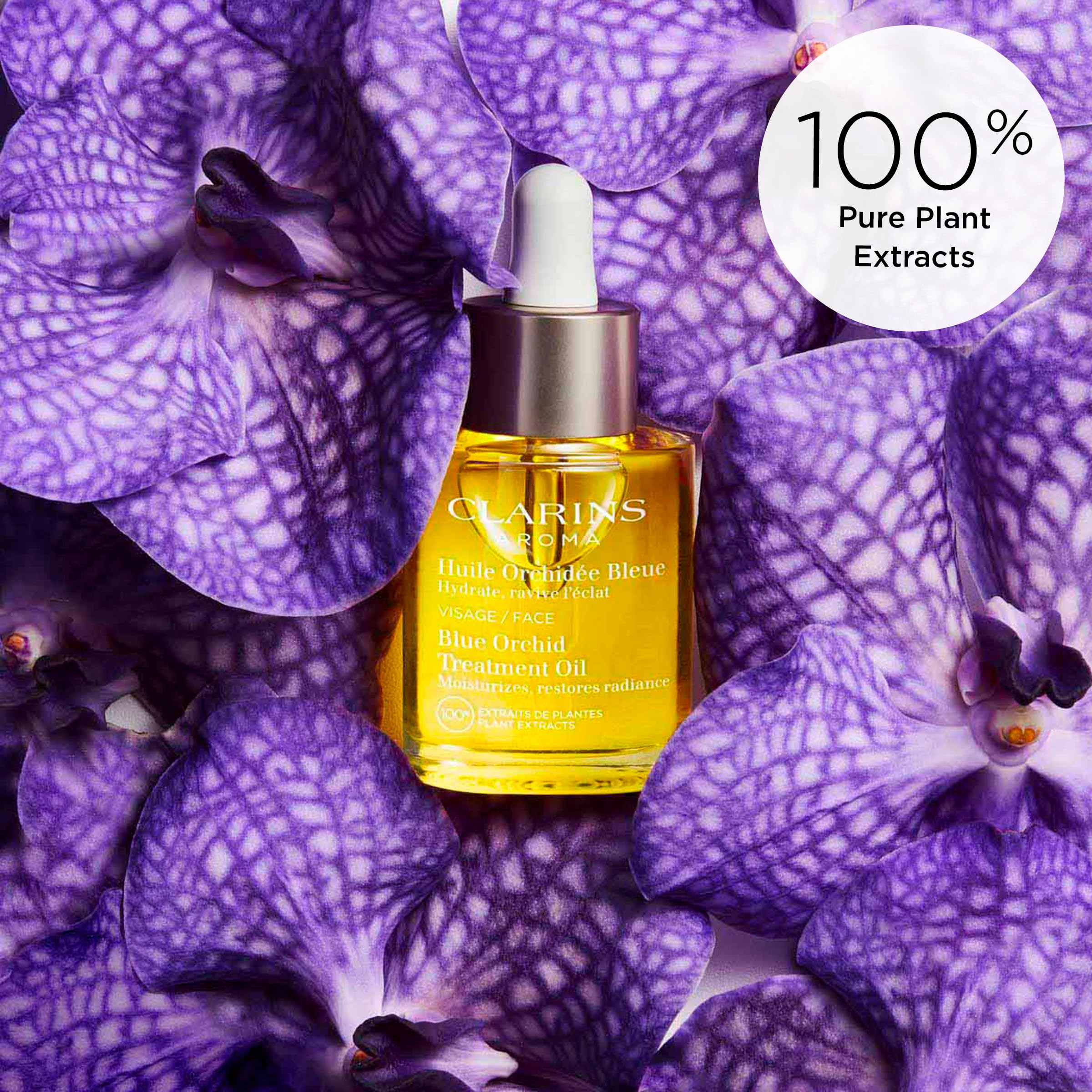 Clarins Blue Orchid & Lotus Face Treatment Oil Set | Hydrating & Purifying Facial Oil for Dehydrated, Oily & Combination Skin | Day & Night Moisturizing Skincare Routine