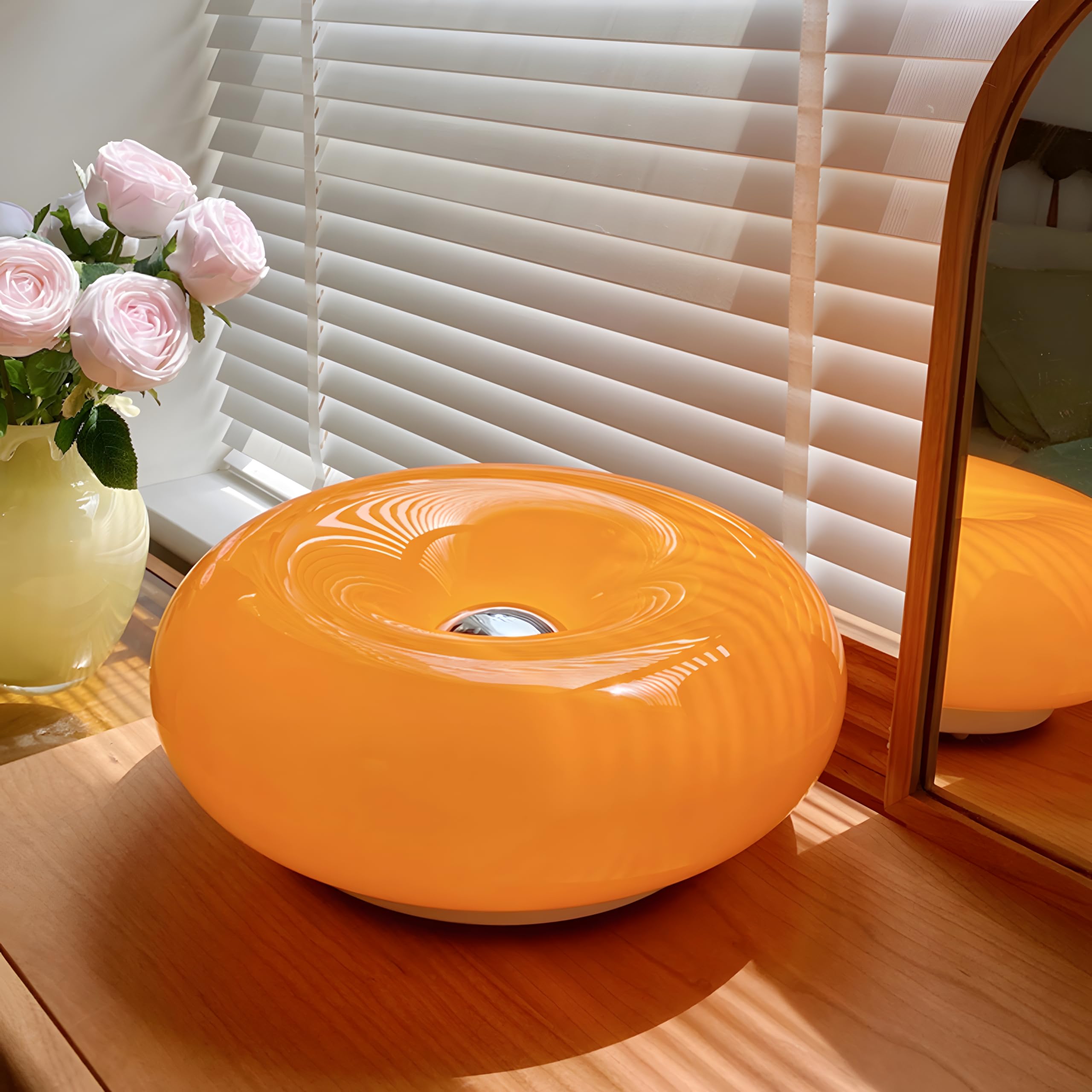 Creative Donut-Shaped LED Atmosphere Lamp - Plug-in Wall Light & Table Lamp for Bedroom, Corridor, Living Room - Modern Orange Night Light for Cozy Home Decor & Warm Ambiance