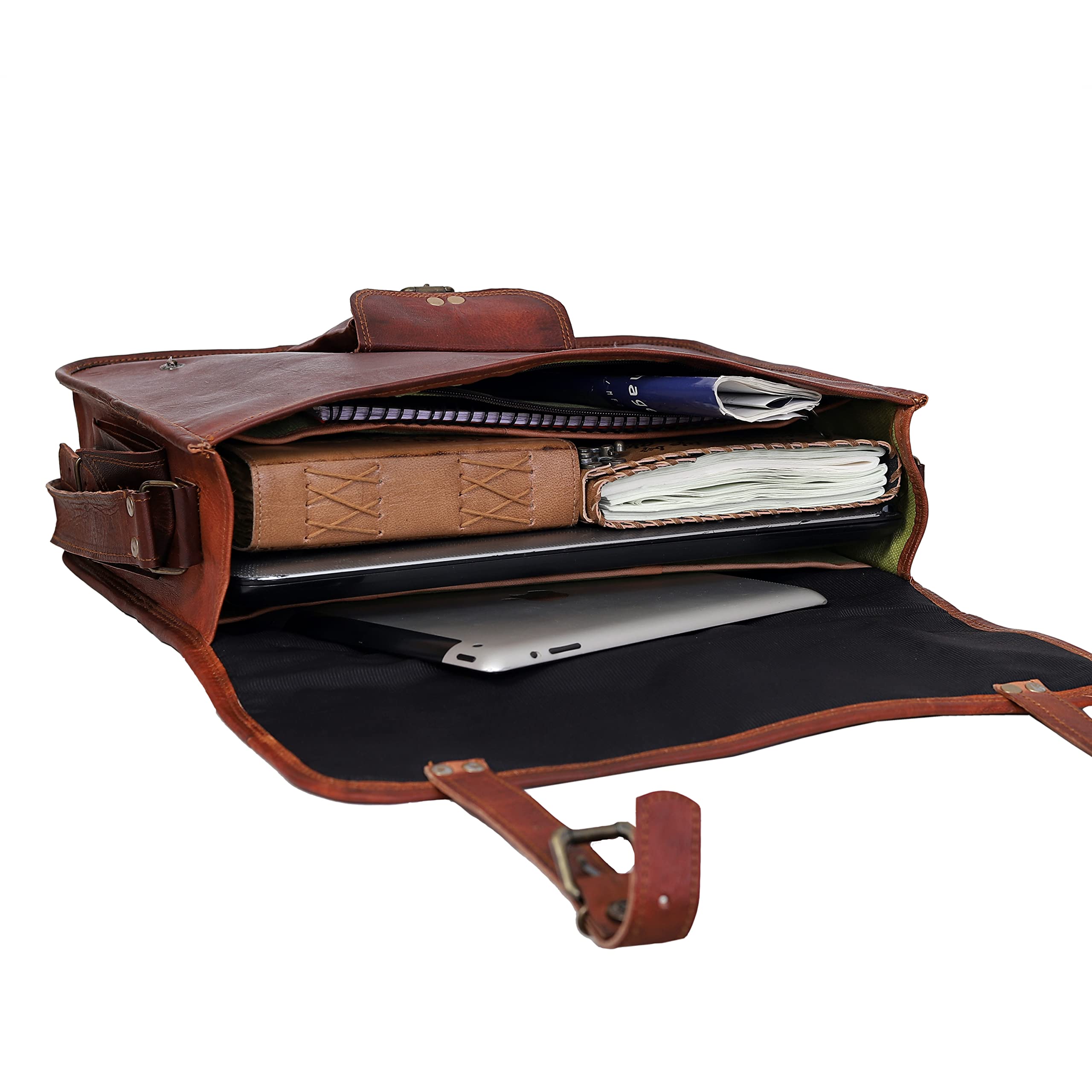 Handmade Genuine Leather Messenger Bag for Laptop & MacBook - Unisex Business Satchel Briefcase - Perfect for Work, Travel & College Commute