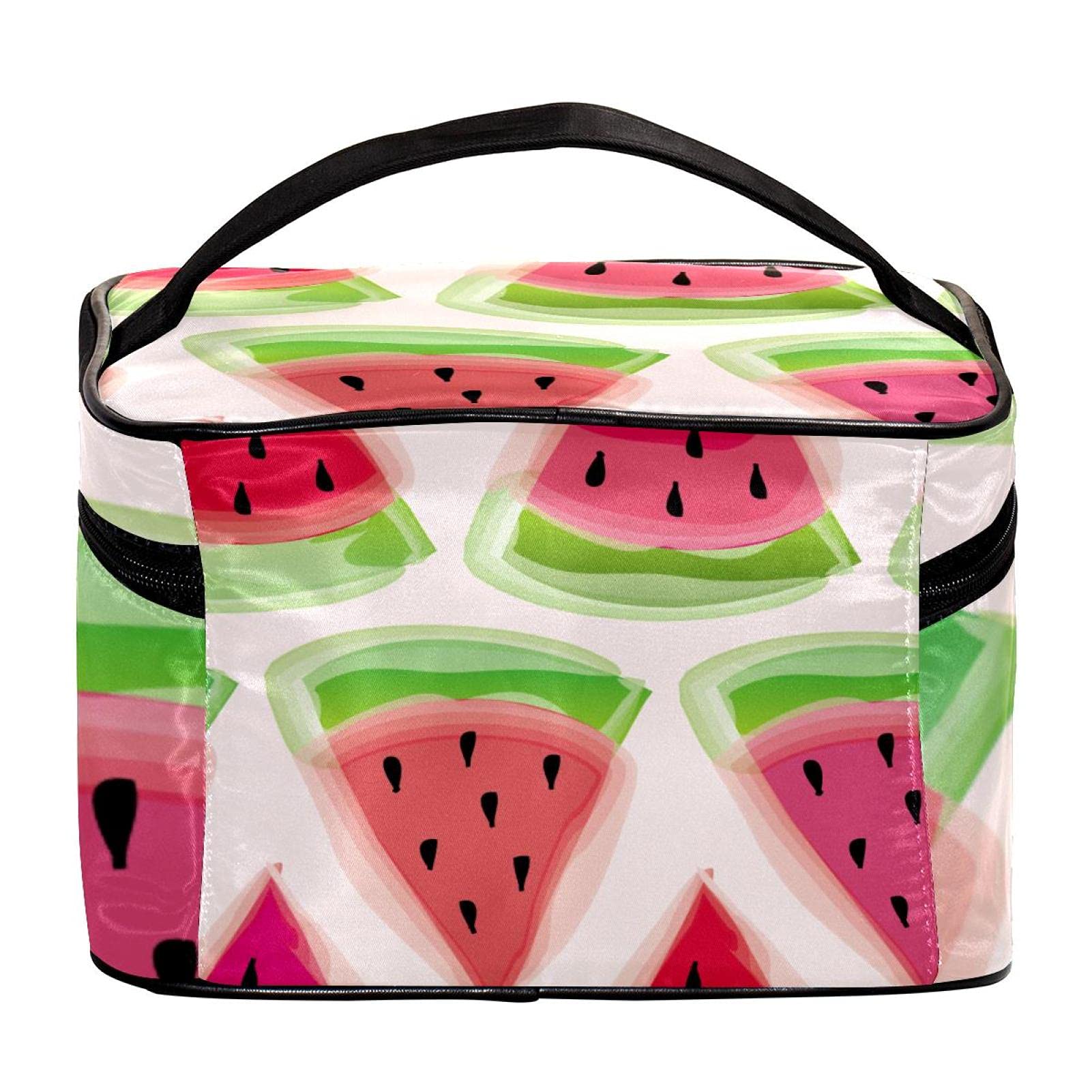 Watermelon Fruit Pattern Waterproof Travel Makeup Bag - Large Cosmetic Organizer with Zipper for Women & Girls | Perfect for Vacation, Gym & Daily Essentials Storage