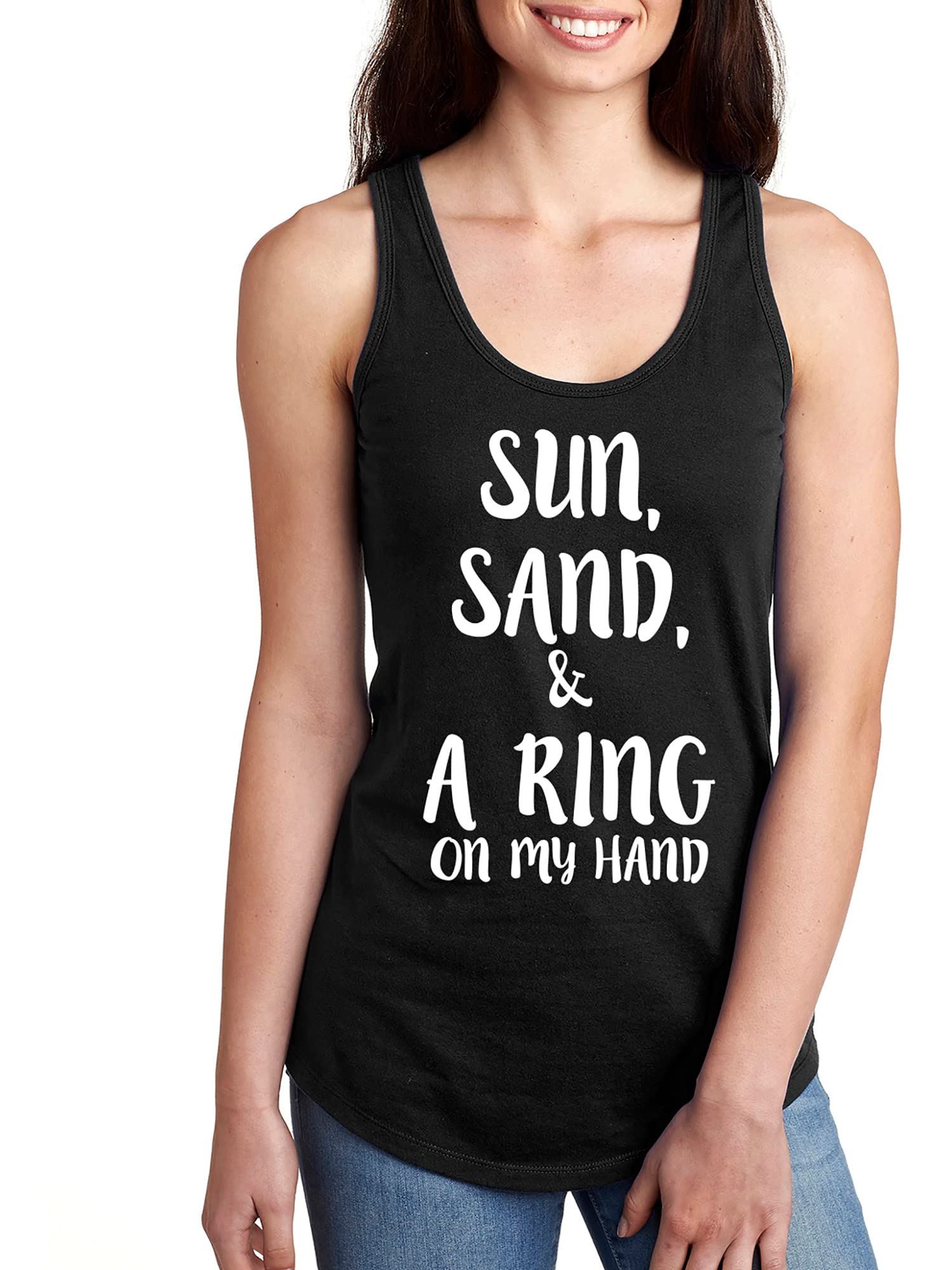 Sun, Sand & Ring Racerback Tank Top - Beach Vacation, Summer Wedding, Bachelorette Party Outfit