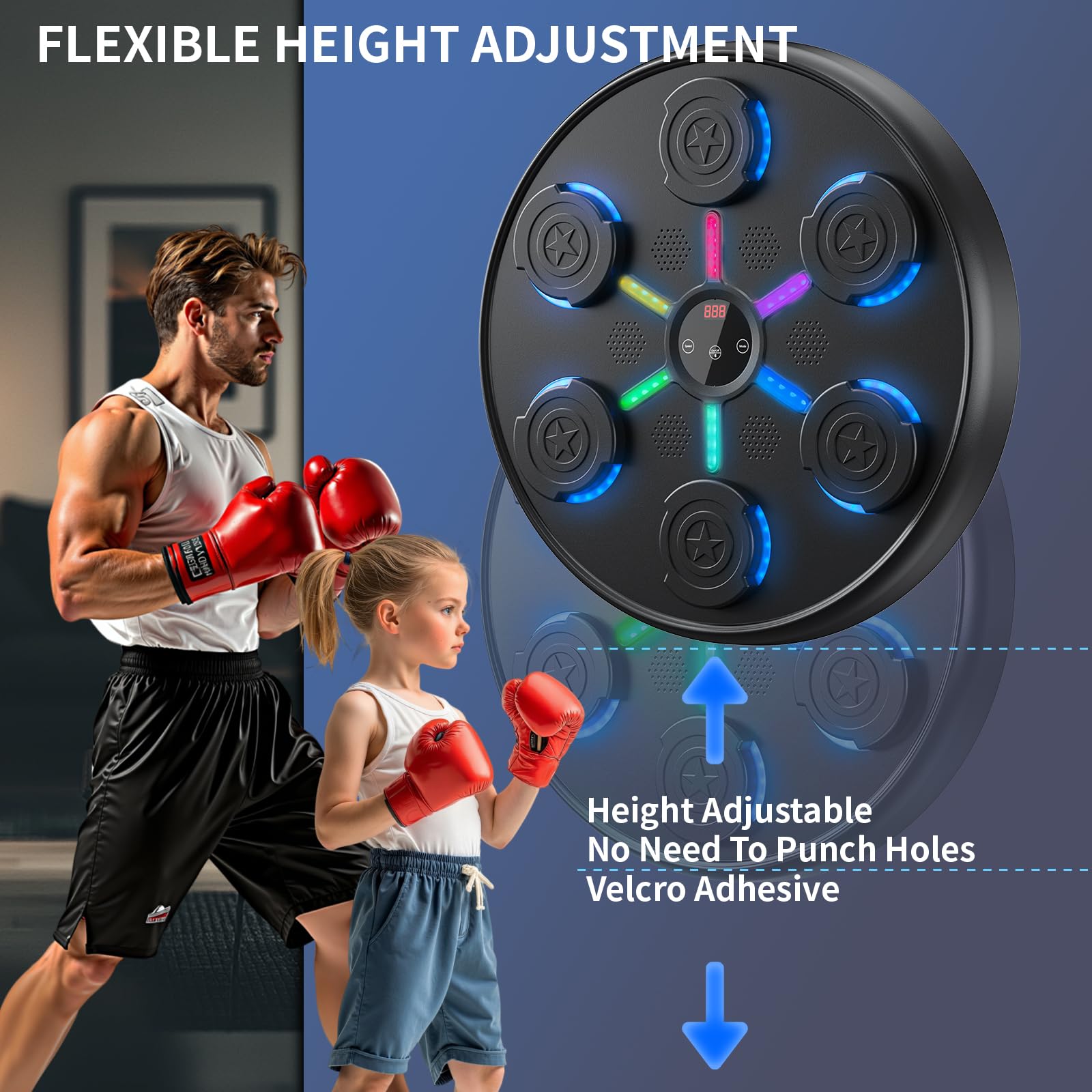 2025 New Smart Bluetooth Music Boxing Machine - Upgrade & Larger Wall-Mounted Exercise Equipment with Boxing Gloves | One Punch Boxing Game for Kids & Adults | Perfect for Home Gym, Fitness Training & Stress Relief