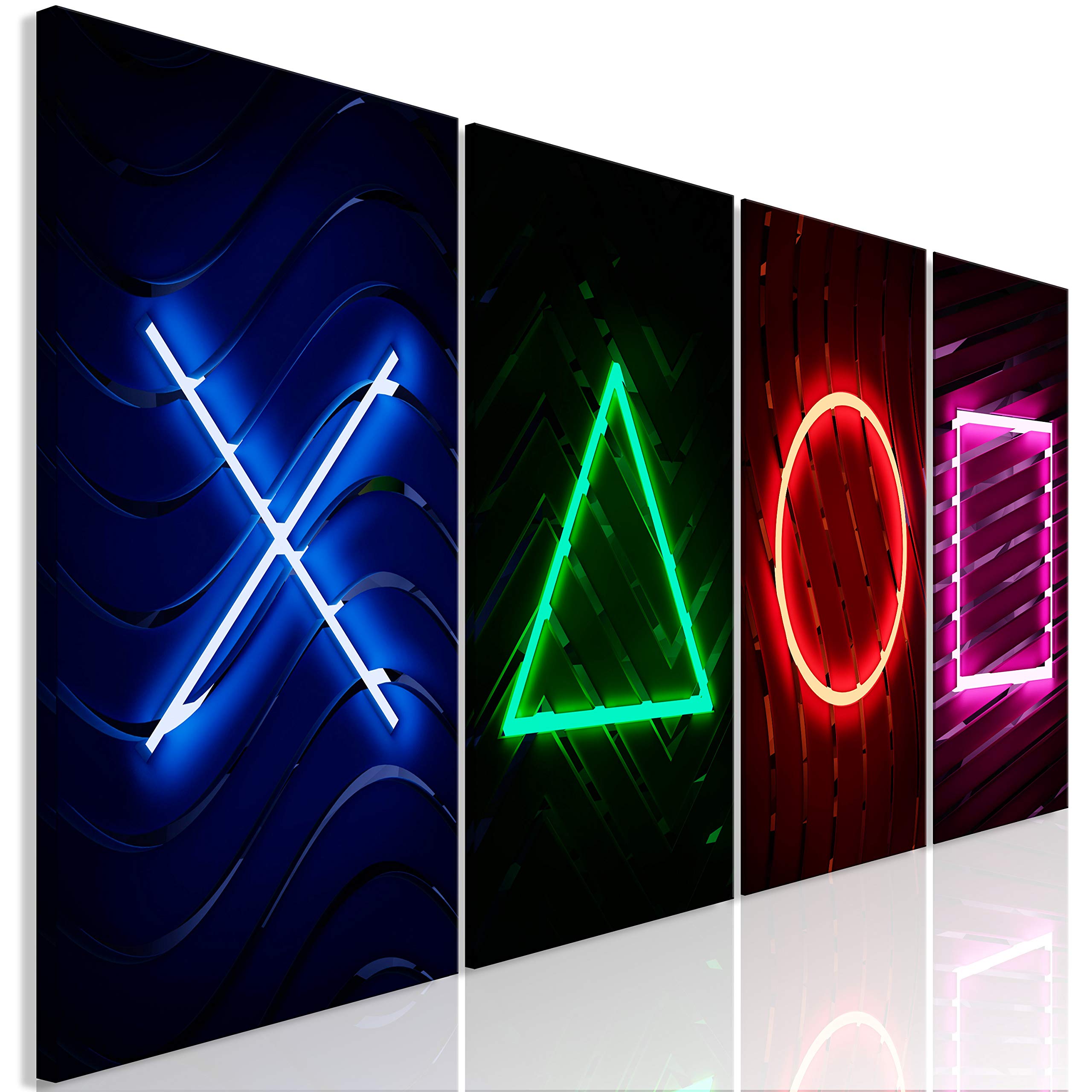 Artgeist Acoustic Canvas Wall Art for Gamers - 63x24 Inch Soundproof Picture Set with Acoustic Foam (4 Panels) | Black Game Console Decor & Gamer Gift | Perfect for Home Theater, Gaming Room & Office Acoustics