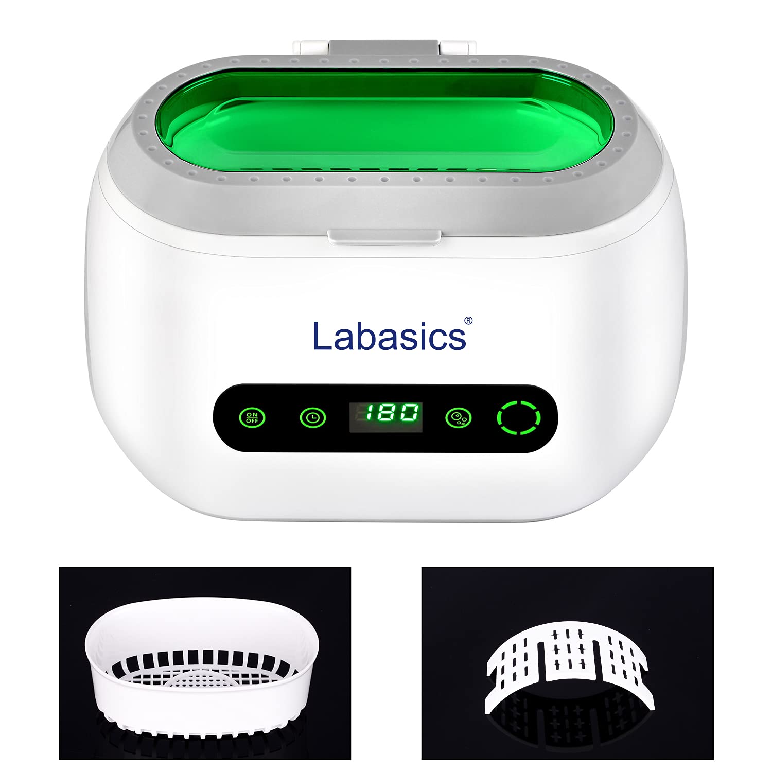 Labasics Professional Ultrasonic Cleaner Machine - 600ml Compact Digital Ultrasonic Cleaning Device for Jewelry, Glasses, Dentures & Lab Instruments - Perfect for Home, Clinic & Laboratory Use