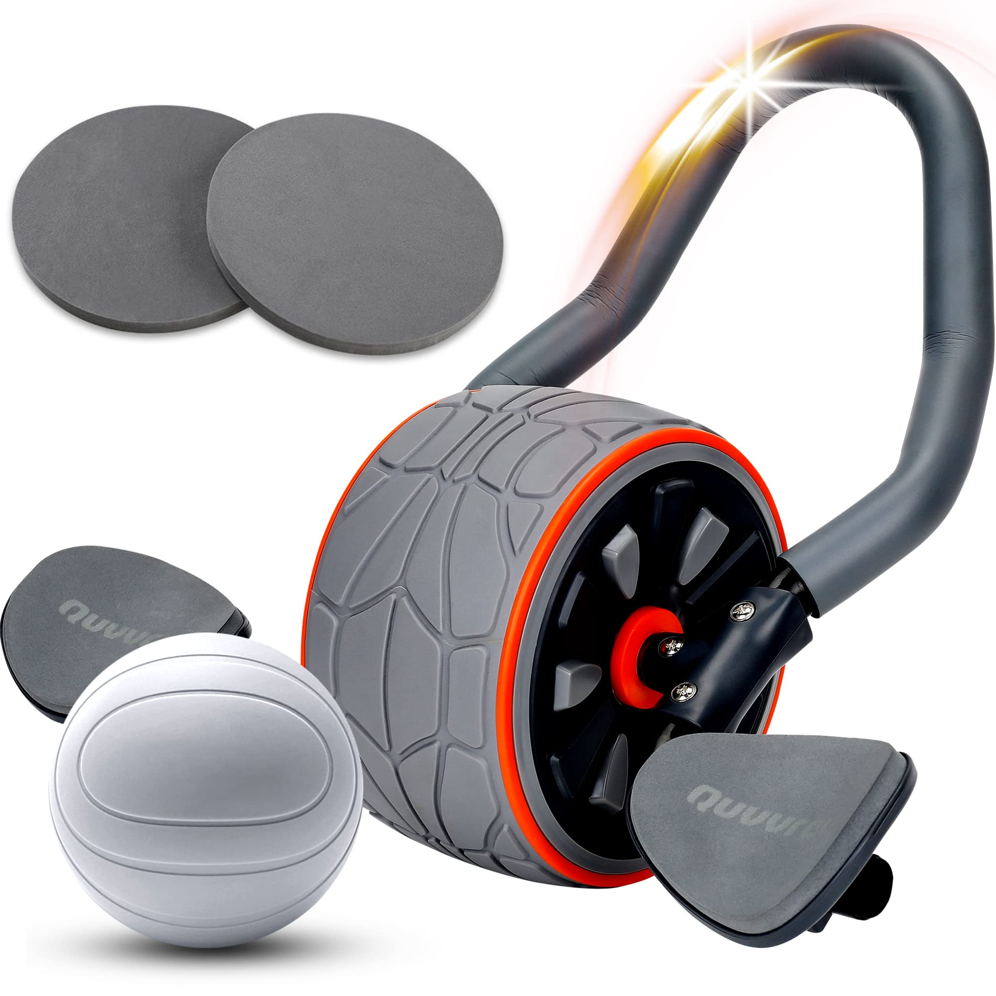 Quvvrev 4D Ab Roller Wheel with Elbow Support & Knee Pad - Core Workout Equipment for Home Gym - Dynamic Abdominal Trainer for Strength Training, Fitness, and Six Pack Abs - Perfect for Home Exercise, Gym Workouts, and Full Body Training