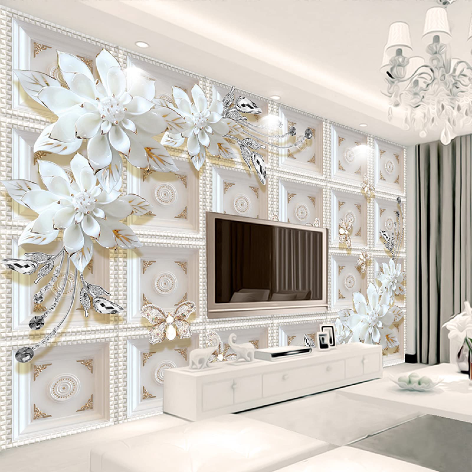 Removable Flower Wall Mural - Self-Adhesive Large Wallpaper for Nursery & Kids Room Decor (118x82 Inch) | Waterproof Modern Wall Decals for Girls & Boys Bedrooms - Perfect for Home, Office & Playroom Decorations