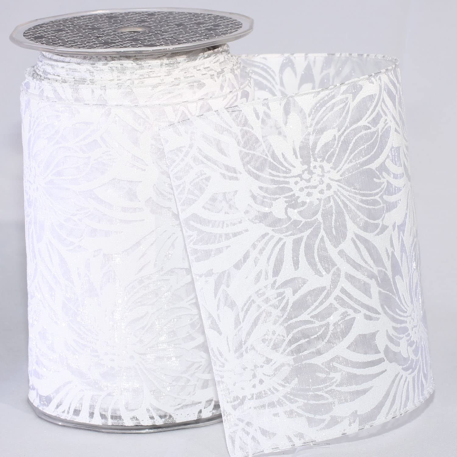 Sheer White Wired Craft Ribbon - 6 Inch x 20 Yards for Gift Wrapping, Floral Arrangements, DIY Wedding Decorations and Scrapbooking Projects