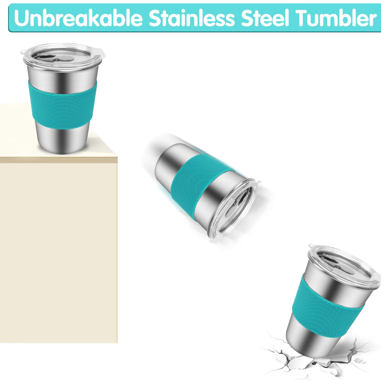 SSAWcasa 12oz Stainless Steel Kids Cups with Straws & Lids - 6 Pack Spill-Proof Sippy Cups for Toddlers, Unbreakable BPA-Free Reusable Water Bottles for Children & Adults - Perfect for School, Travel, Picnics & Daily Hydration