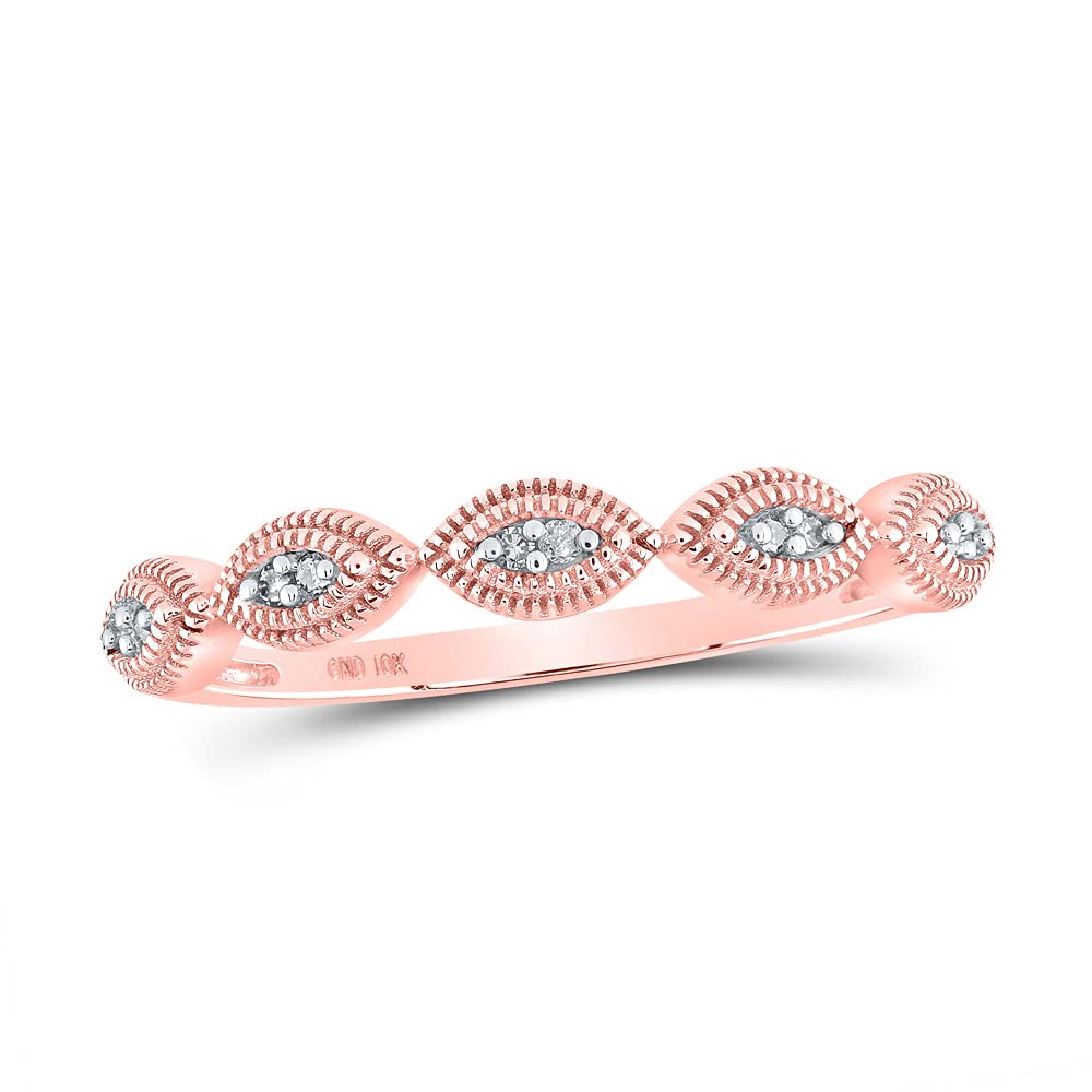 10kt Rose Gold Women's Round Diamond Stackable Band Ring - 1/8 Cttw | Dazzlingrock Collection | Perfect for Wedding, Anniversary & Everyday Jewelry