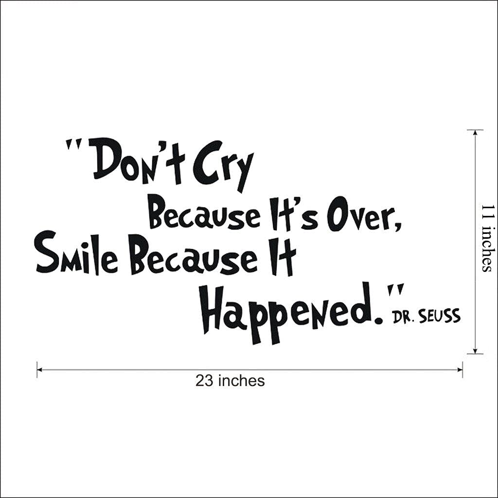 Don't Cry Quote Wall Decals - Inspirational Bedroom Decor, Nursery Room Stickers, Motivational Home Wall Art for Kids & Teens (Perfect for Bedrooms, Playrooms & Dorm Decor)