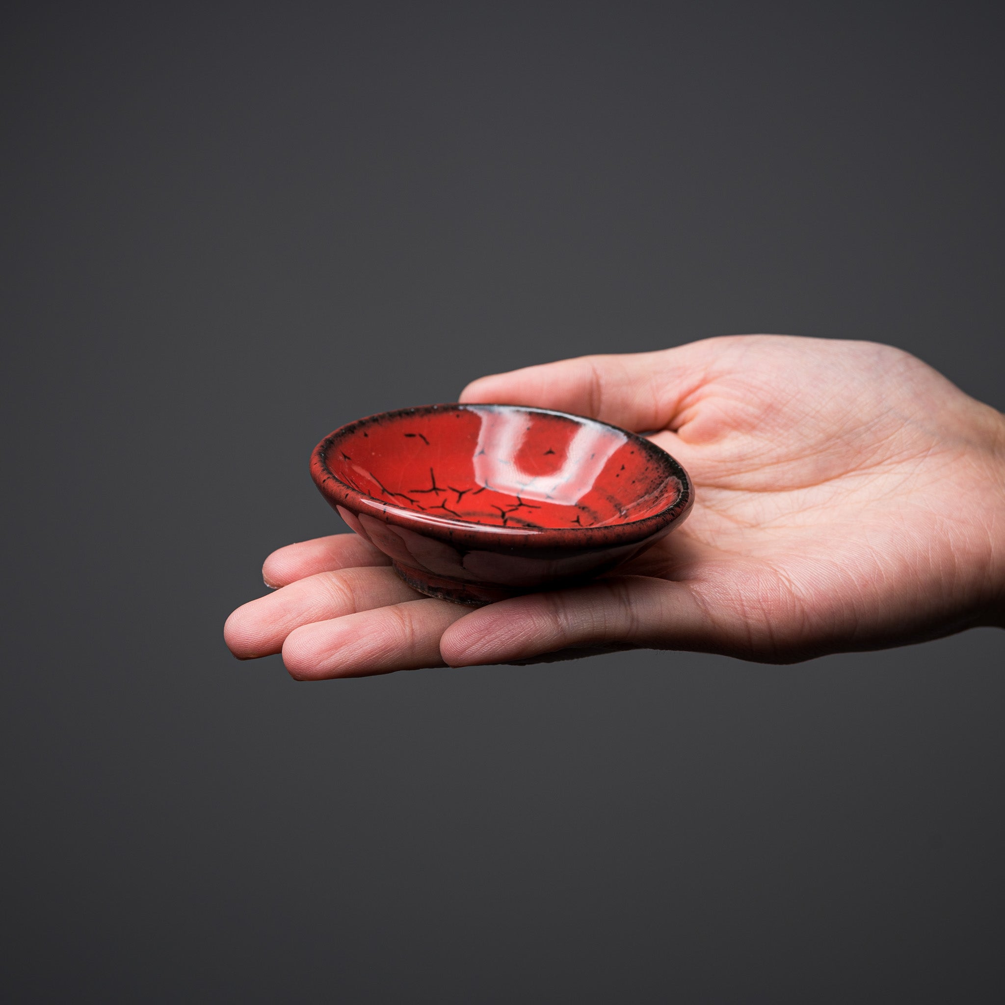 NINSHU Small Single Dish - Kouki Red Glaze Ceramic Plate for Sushi, Desserts & Appetizers | Elegant Japanese Dining & Home Decor
